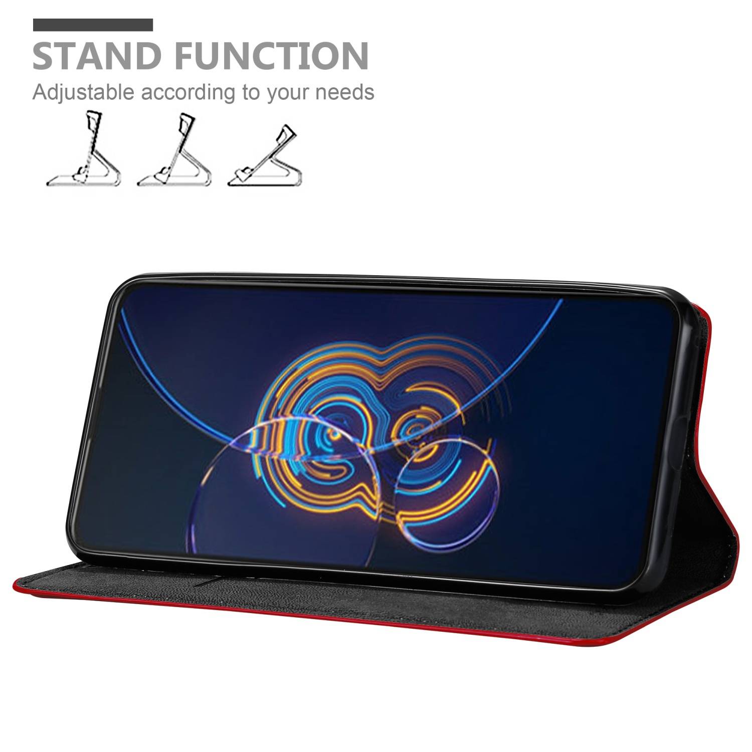 Cadorabo Hülle für Asus ZenFone 8 FLIP Schutz Hülle in Rot Handyhülle Etui Case Cover Magnetverschluss