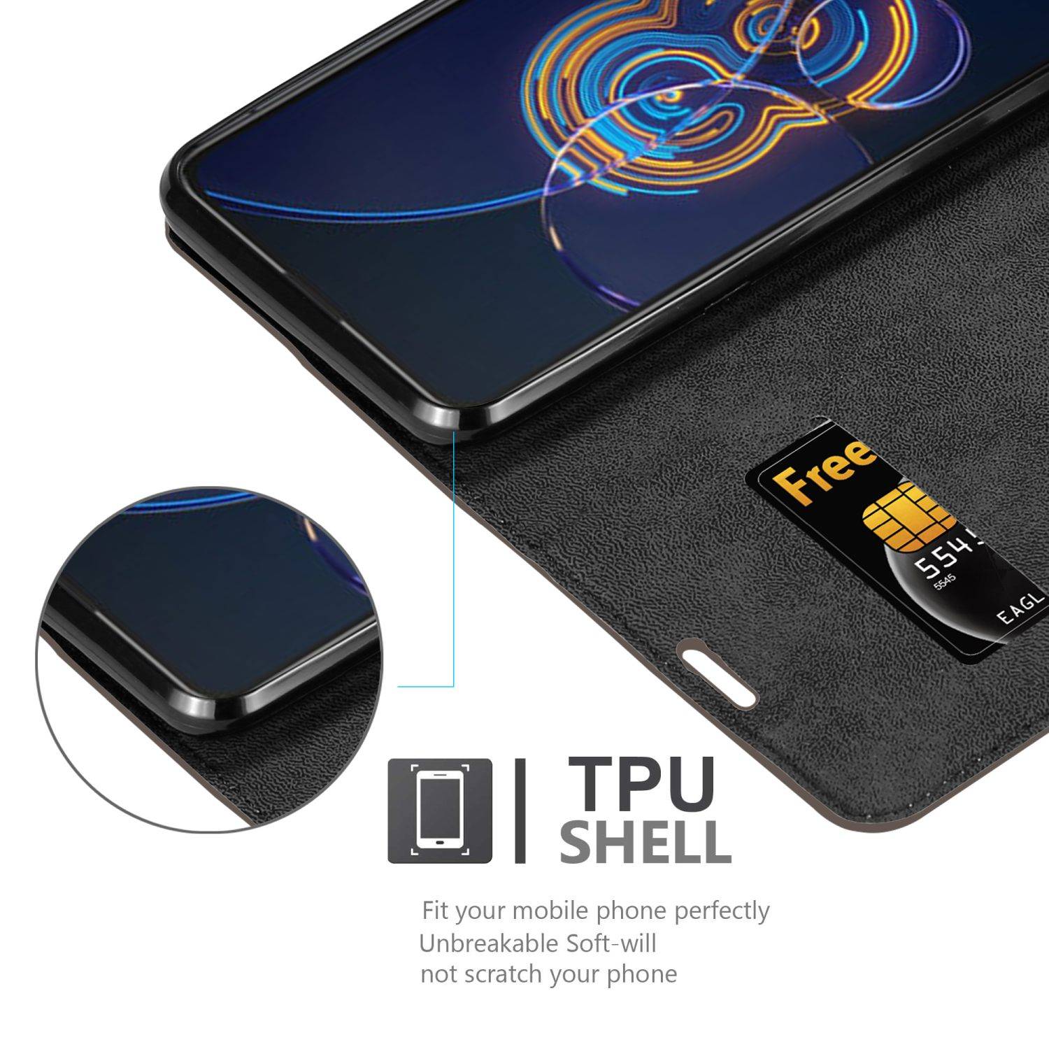 Cadorabo Hülle für Asus ZenFone 8 FLIP Schutz Hülle in Braun Handyhülle Etui Case Cover Magnetverschluss