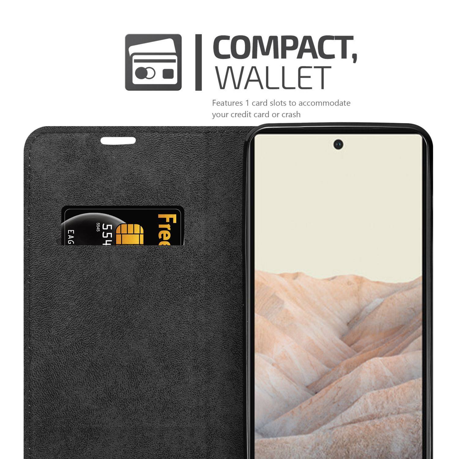 Cadorabo Hülle für Google PIXEL 6 Schutz Hülle in Schwarz Handyhülle Etui Case Cover Magnetverschluss
