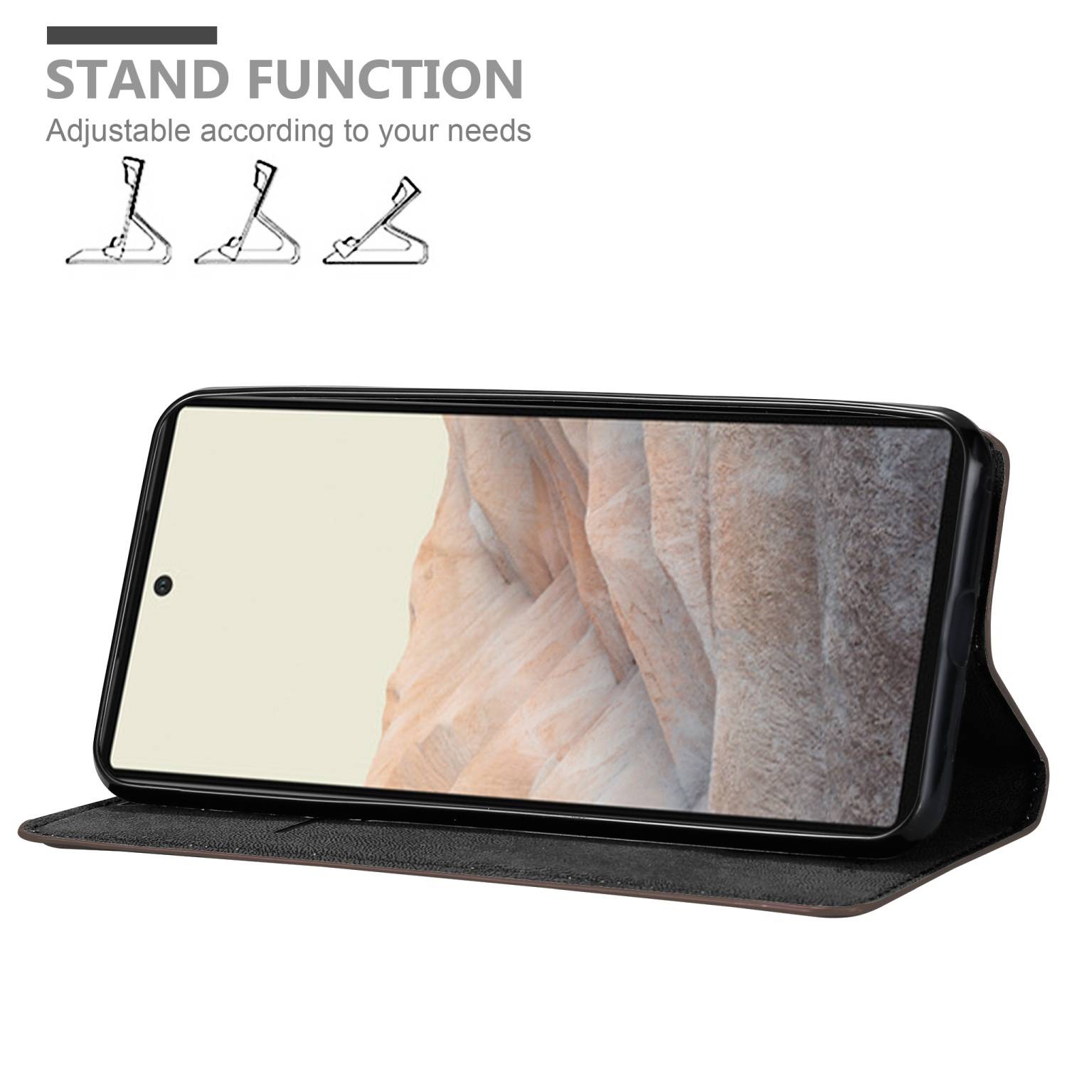 Cadorabo Hülle für Google PIXEL 6 Schutz Hülle in Braun Handyhülle Etui Case Cover Magnetverschluss