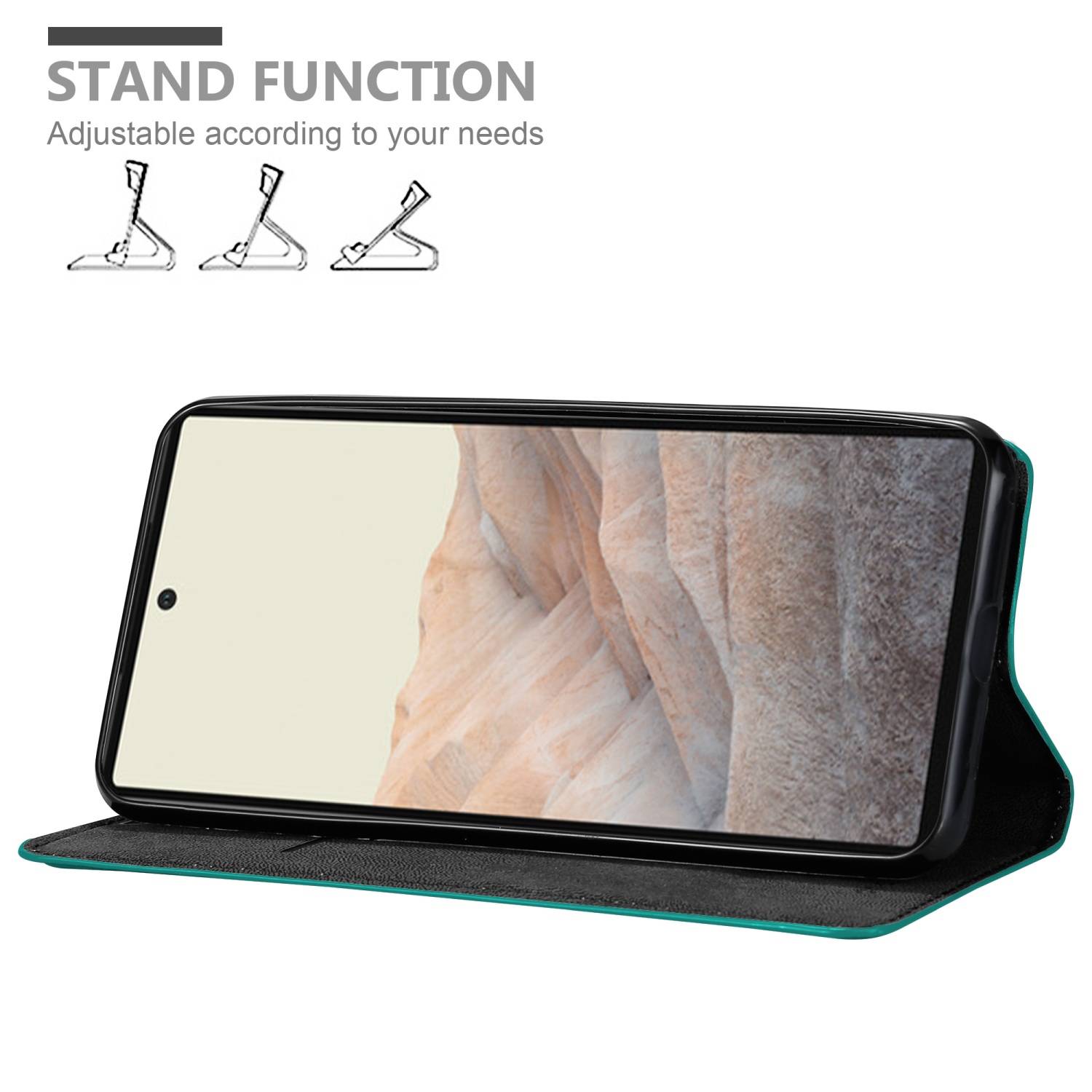 Cadorabo Hülle für Google PIXEL 6 Schutz Hülle in Türkis Handyhülle Etui Case Cover Magnetverschluss