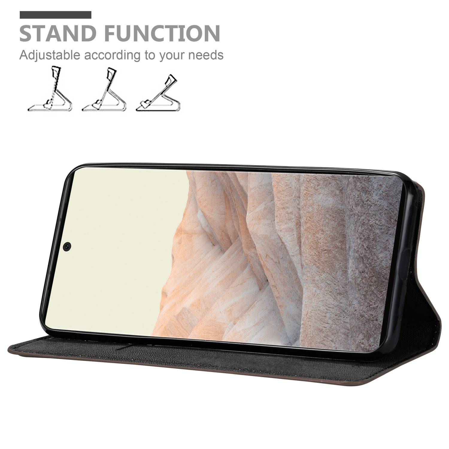 Cadorabo Hülle für Google PIXEL 6 PRO Schutz Hülle in Braun Handyhülle Etui Case Cover Magnetverschluss