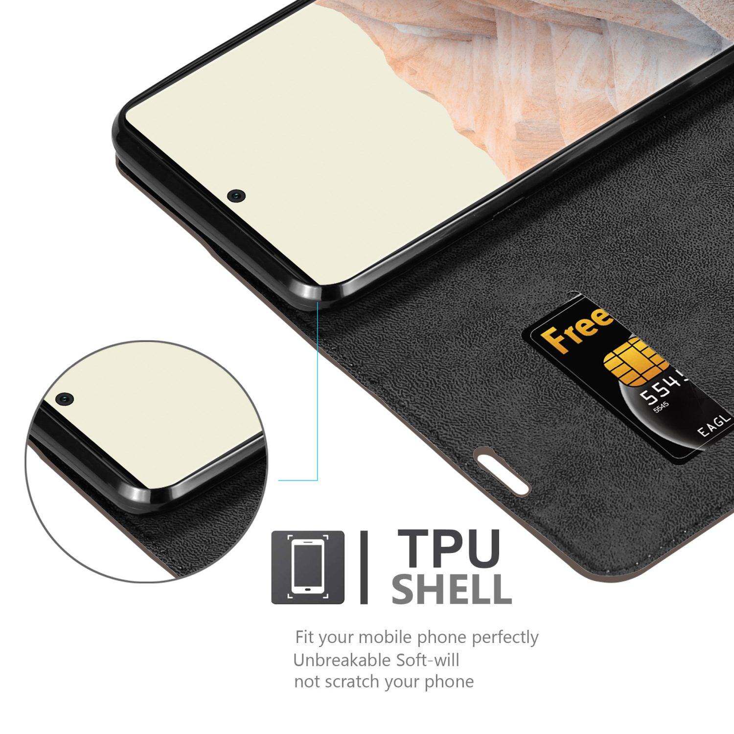 Cadorabo Hülle für Google PIXEL 6 PRO Schutz Hülle in Braun Handyhülle Etui Case Cover Magnetverschluss