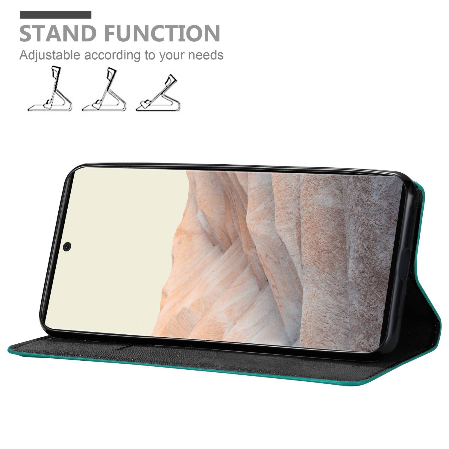 Cadorabo Hülle für Google PIXEL 6 PRO Schutz Hülle in Türkis Handyhülle Etui Case Cover Magnetverschluss