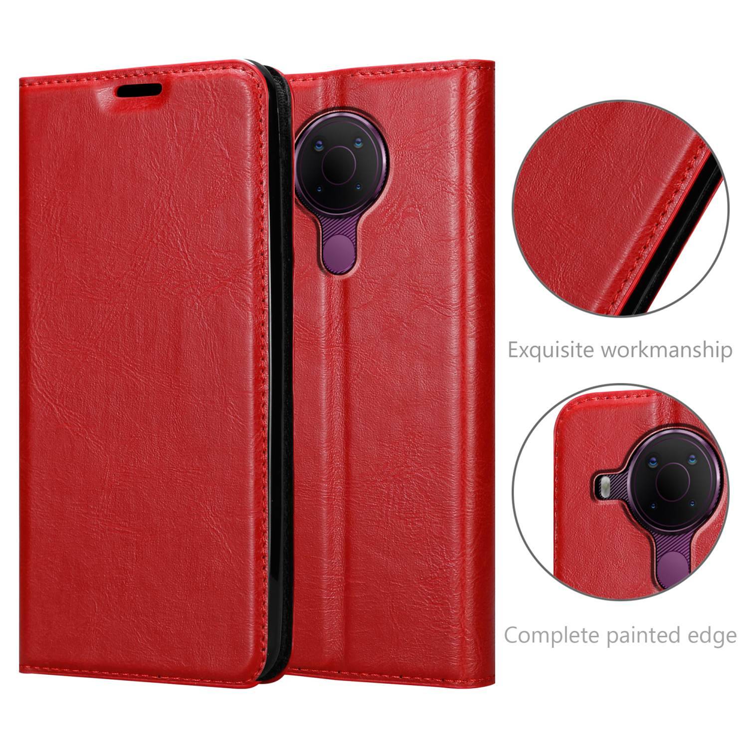 Cadorabo Hülle für Nokia 5.4 Schutz Hülle in Rot Handyhülle Etui Case Cover Magnetverschluss