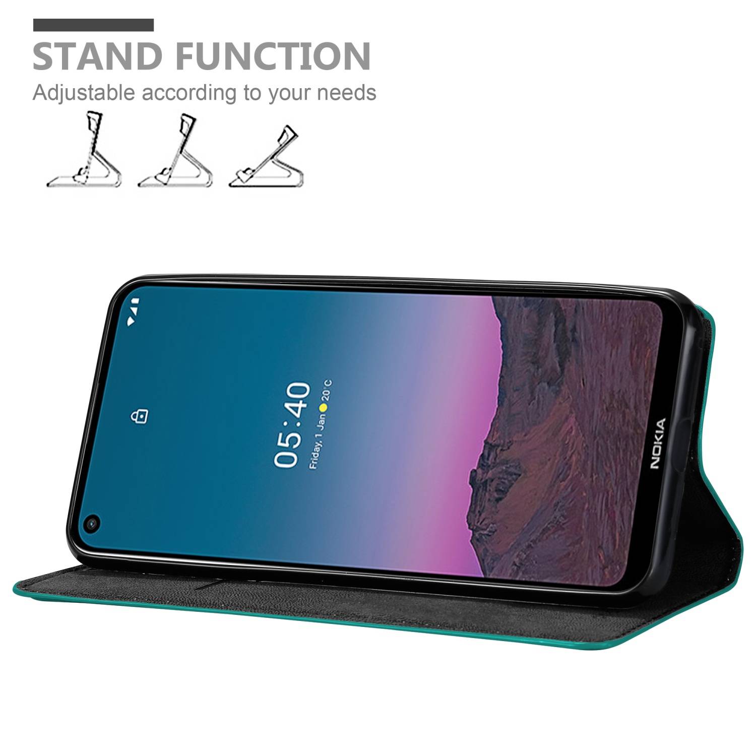 Cadorabo Hülle für Nokia 5.4 Schutz Hülle in Türkis Handyhülle Etui Case Cover Magnetverschluss