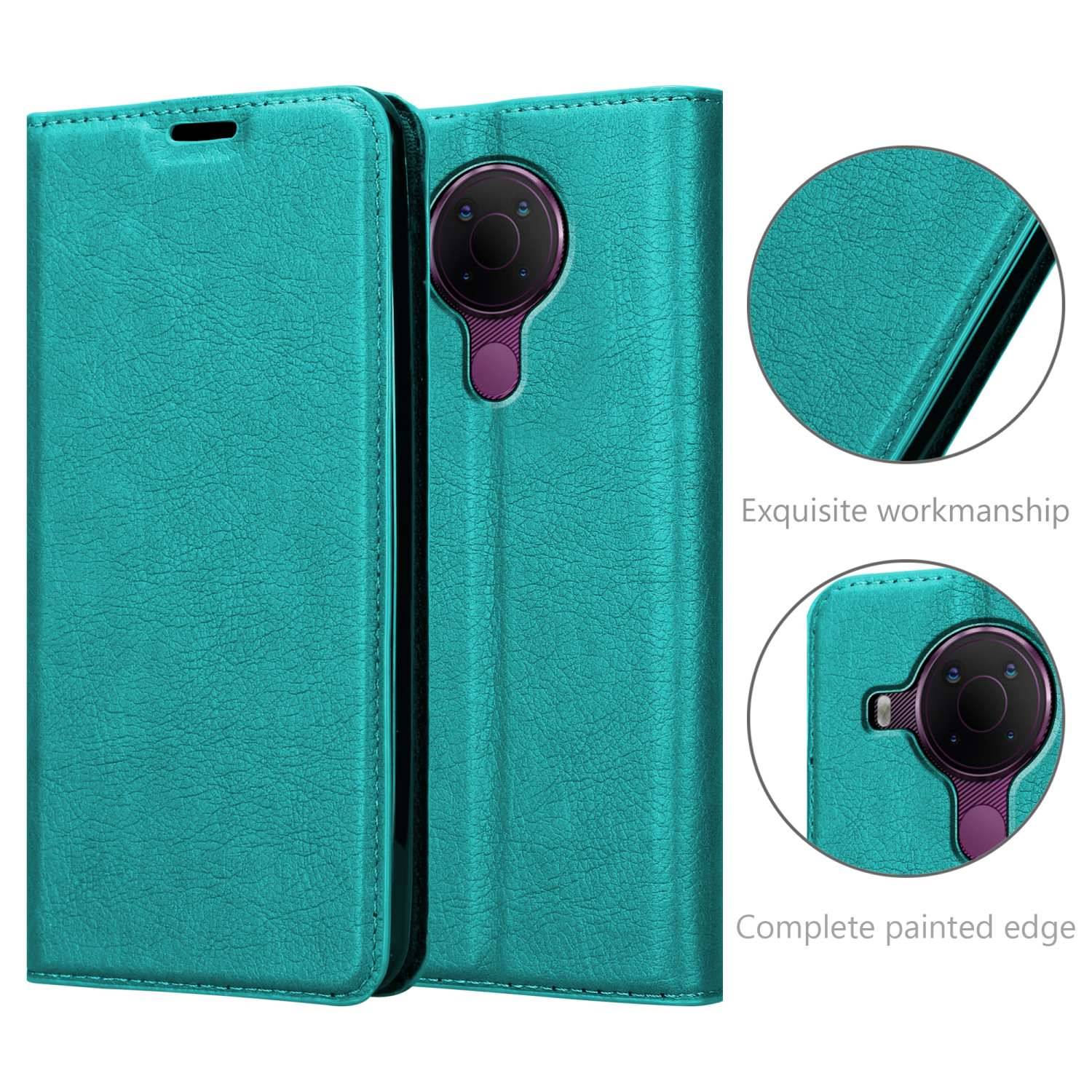 Cadorabo Hülle für Nokia 5.4 Schutz Hülle in Türkis Handyhülle Etui Case Cover Magnetverschluss