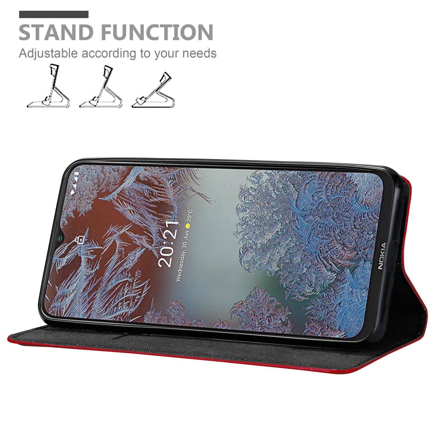 Cadorabo Hülle für Nokia G10 / G20 Schutz Hülle in Rot Handyhülle Etui Case Cover Magnetverschluss