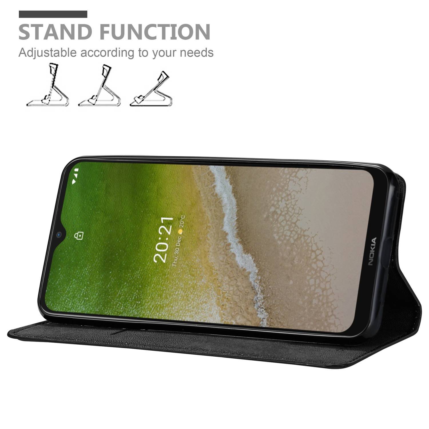 Cadorabo Hülle für Nokia G50 5G Schutz Hülle in Schwarz Handyhülle Etui Case Cover Magnetverschluss