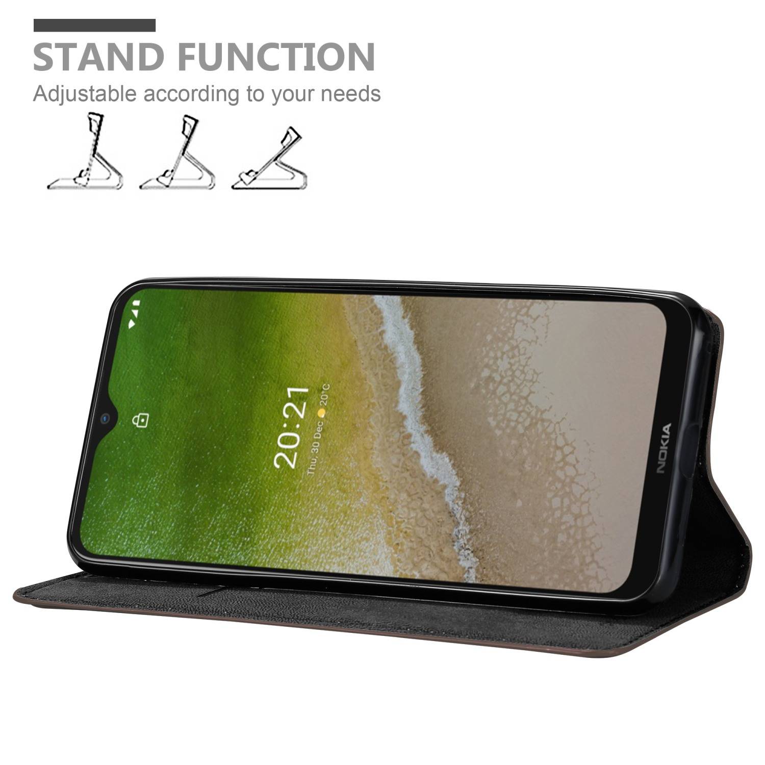 Cadorabo Hülle für Nokia G50 5G Schutz Hülle in Braun Handyhülle Etui Case Cover Magnetverschluss