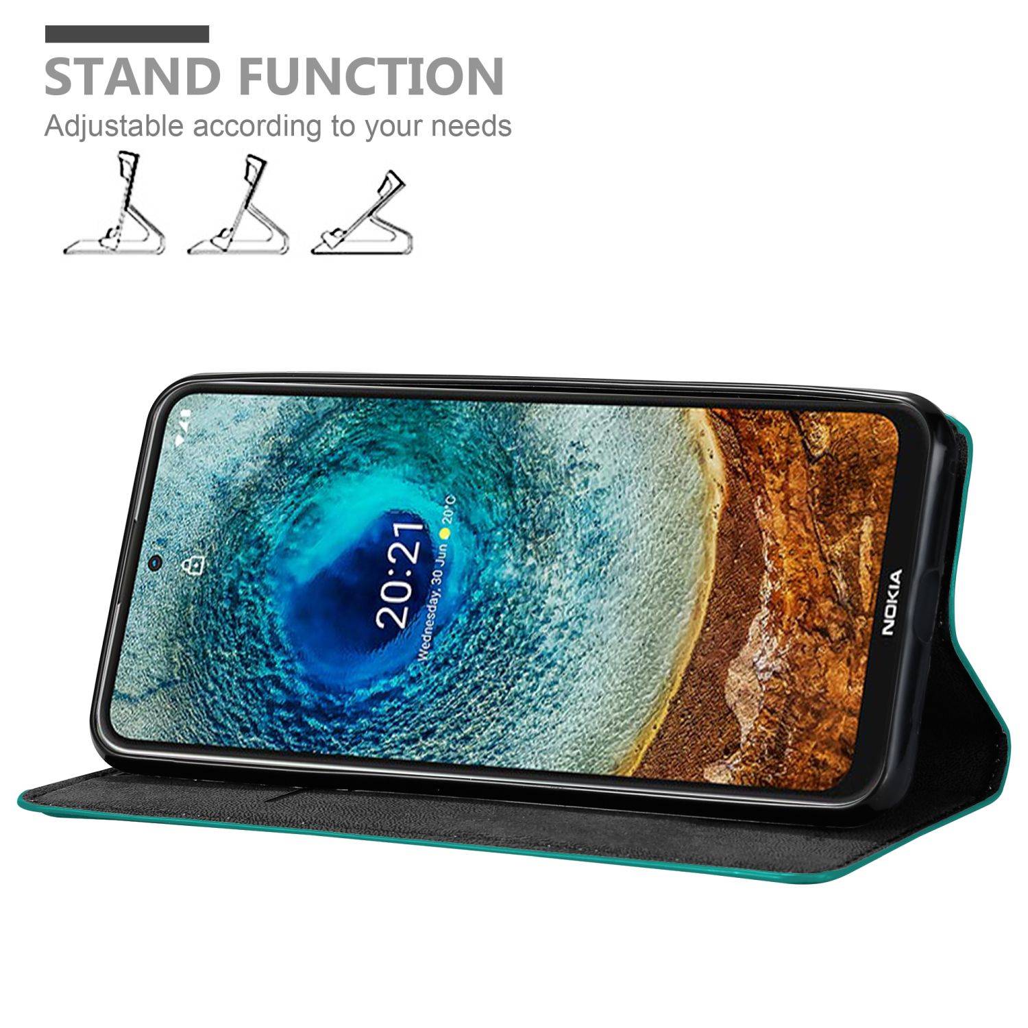 Cadorabo Hülle für Nokia X10 / X20 Schutz Hülle in Türkis Handyhülle Etui Case Cover Magnetverschluss