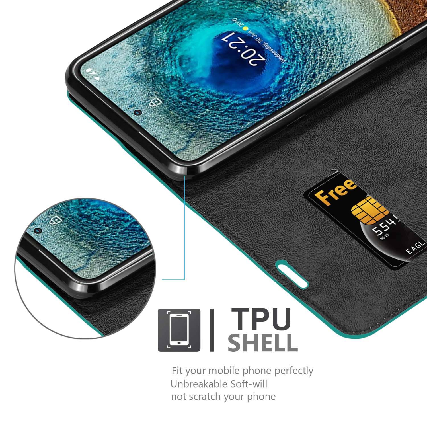 Cadorabo Hülle für Nokia X10 / X20 Schutz Hülle in Türkis Handyhülle Etui Case Cover Magnetverschluss