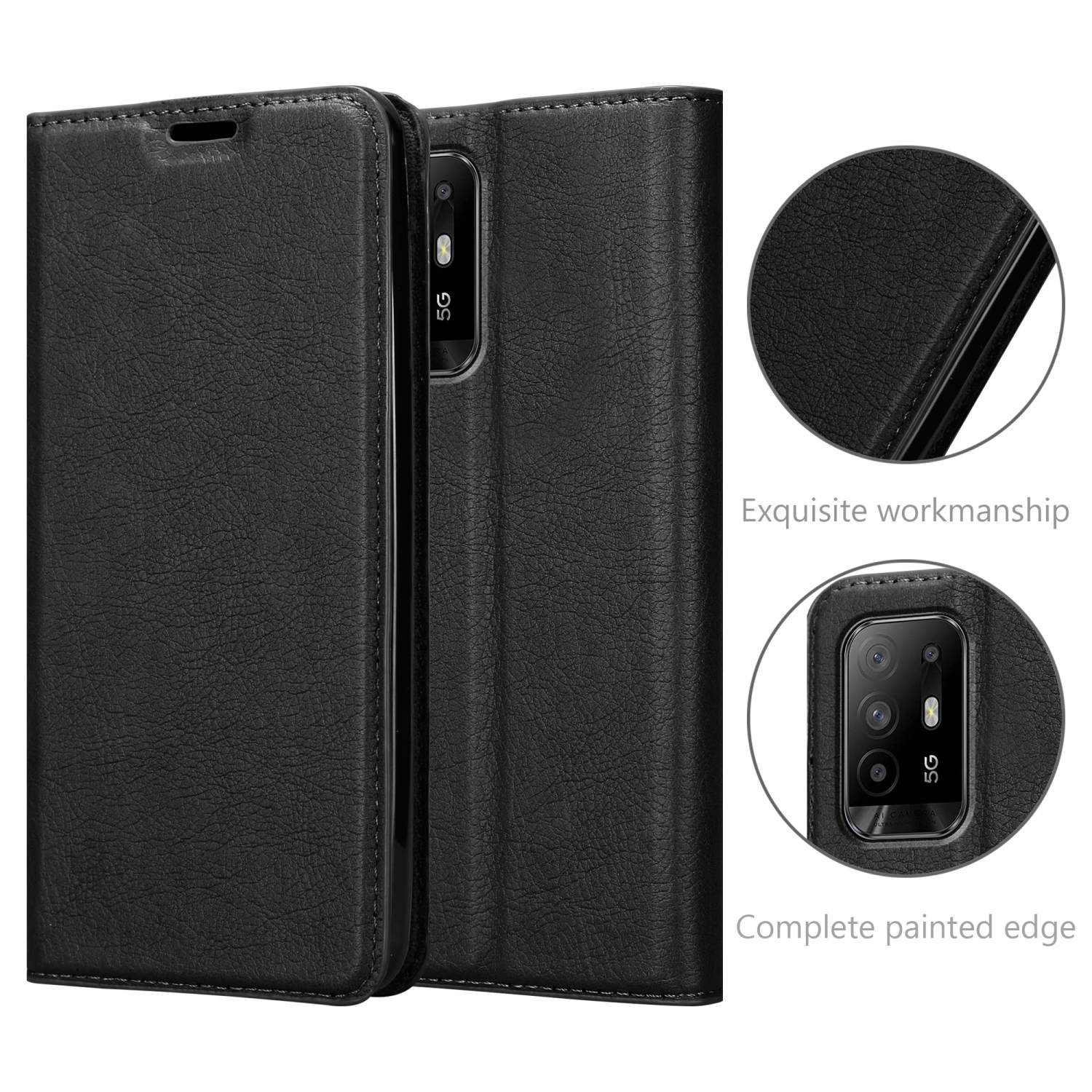 Cadorabo Hülle für Oppo A94 5G Schutz Hülle in Schwarz Handyhülle Etui Case Cover Magnetverschluss
