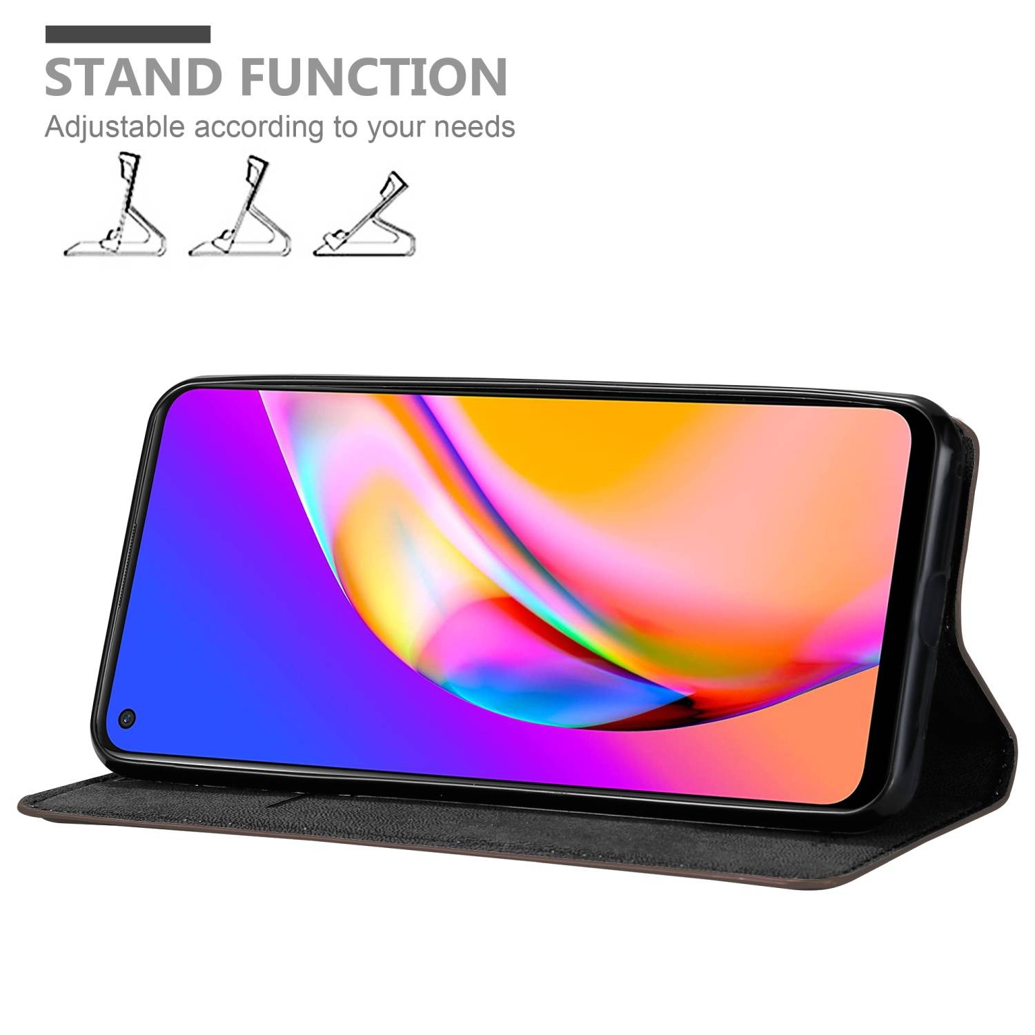 Cadorabo Hülle für Oppo A94 5G Schutz Hülle in Braun Handyhülle Etui Case Cover Magnetverschluss