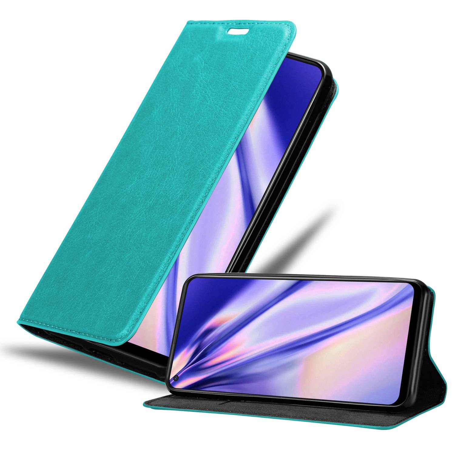 Cadorabo Hülle für Oppo A94 5G Schutz Hülle in Türkis Handyhülle Etui Case Cover Magnetverschluss