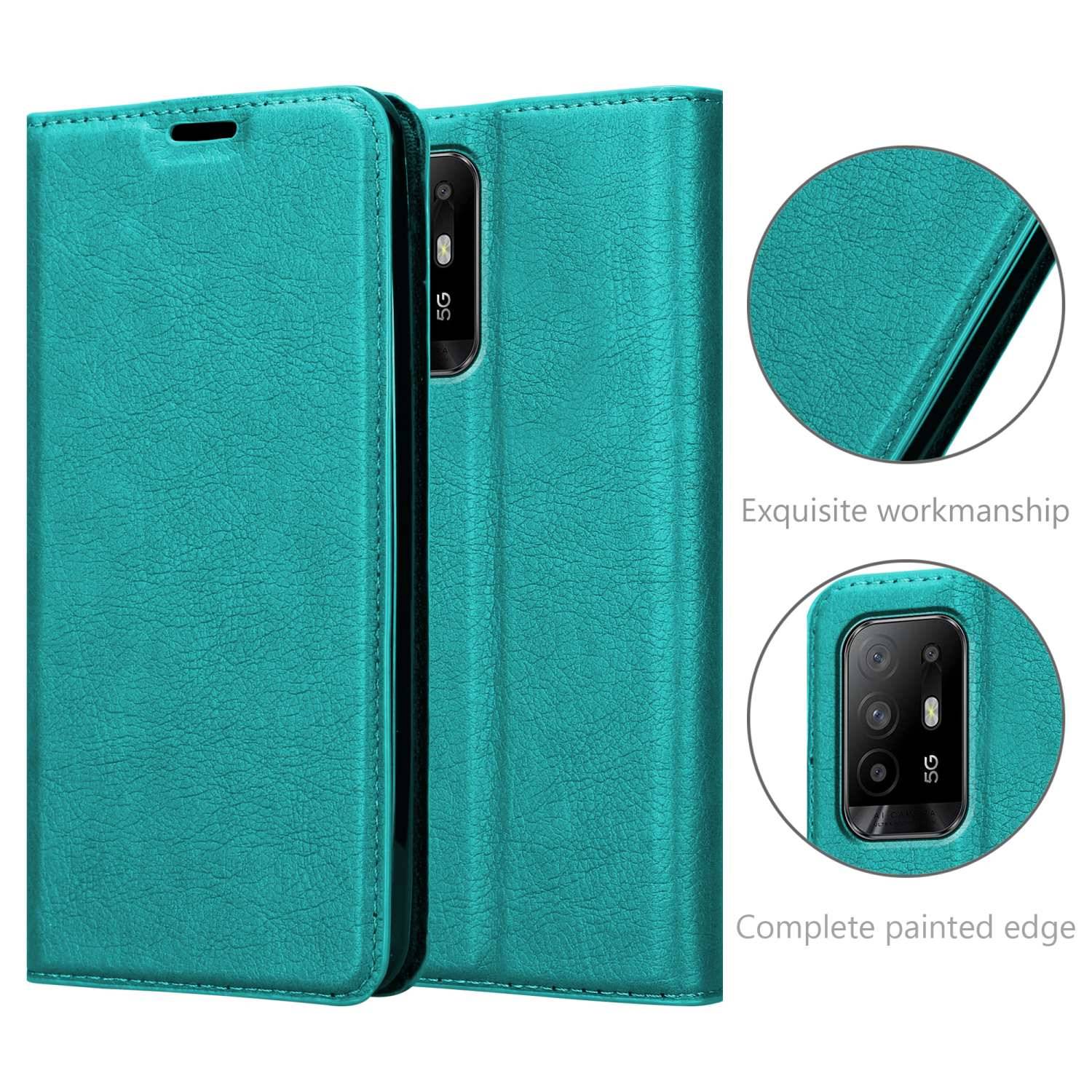 Cadorabo Hülle für Oppo A94 5G Schutz Hülle in Türkis Handyhülle Etui Case Cover Magnetverschluss
