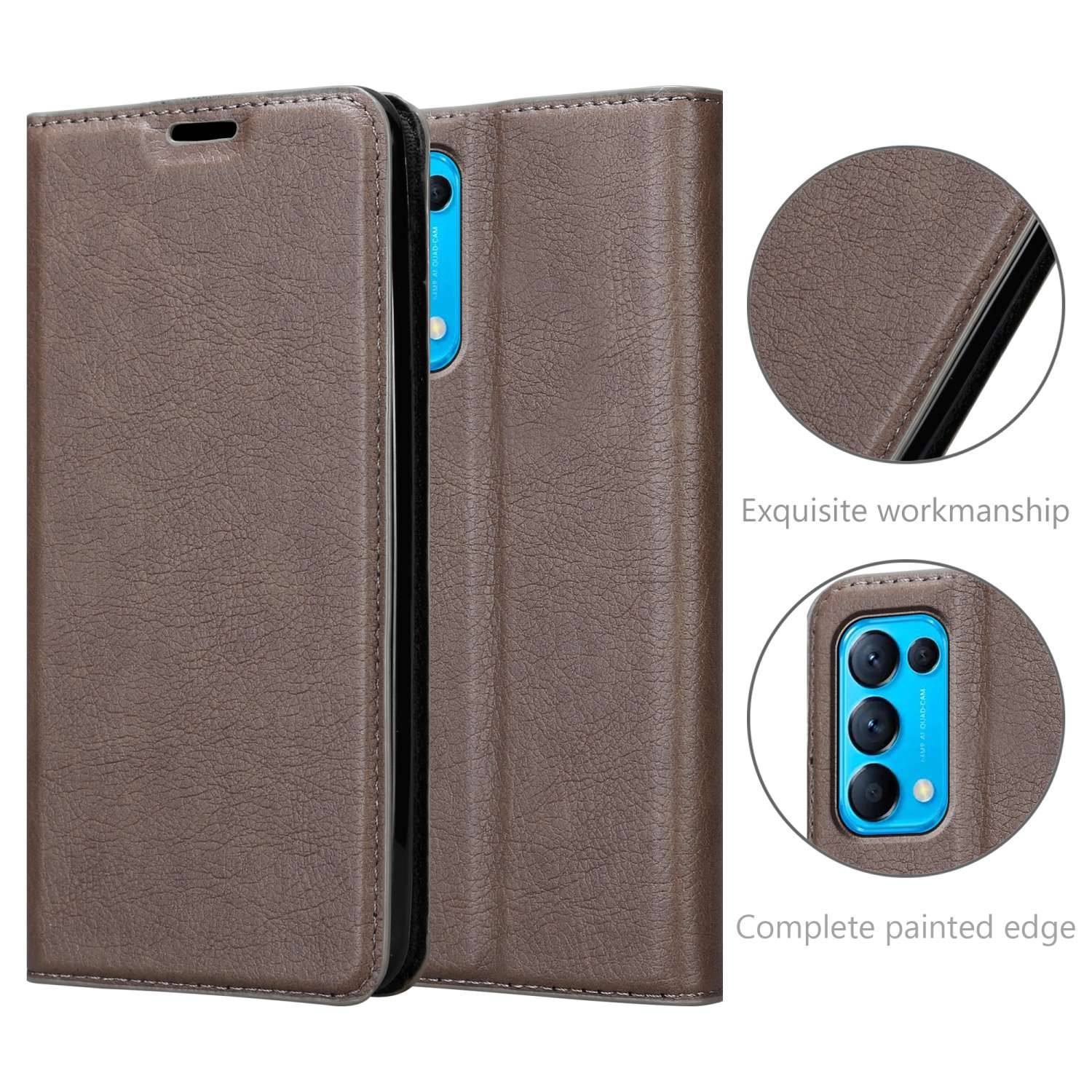 Cadorabo Hülle für Oppo FIND X3 LITE Schutz Hülle in Braun Handyhülle Etui Case Cover Magnetverschluss