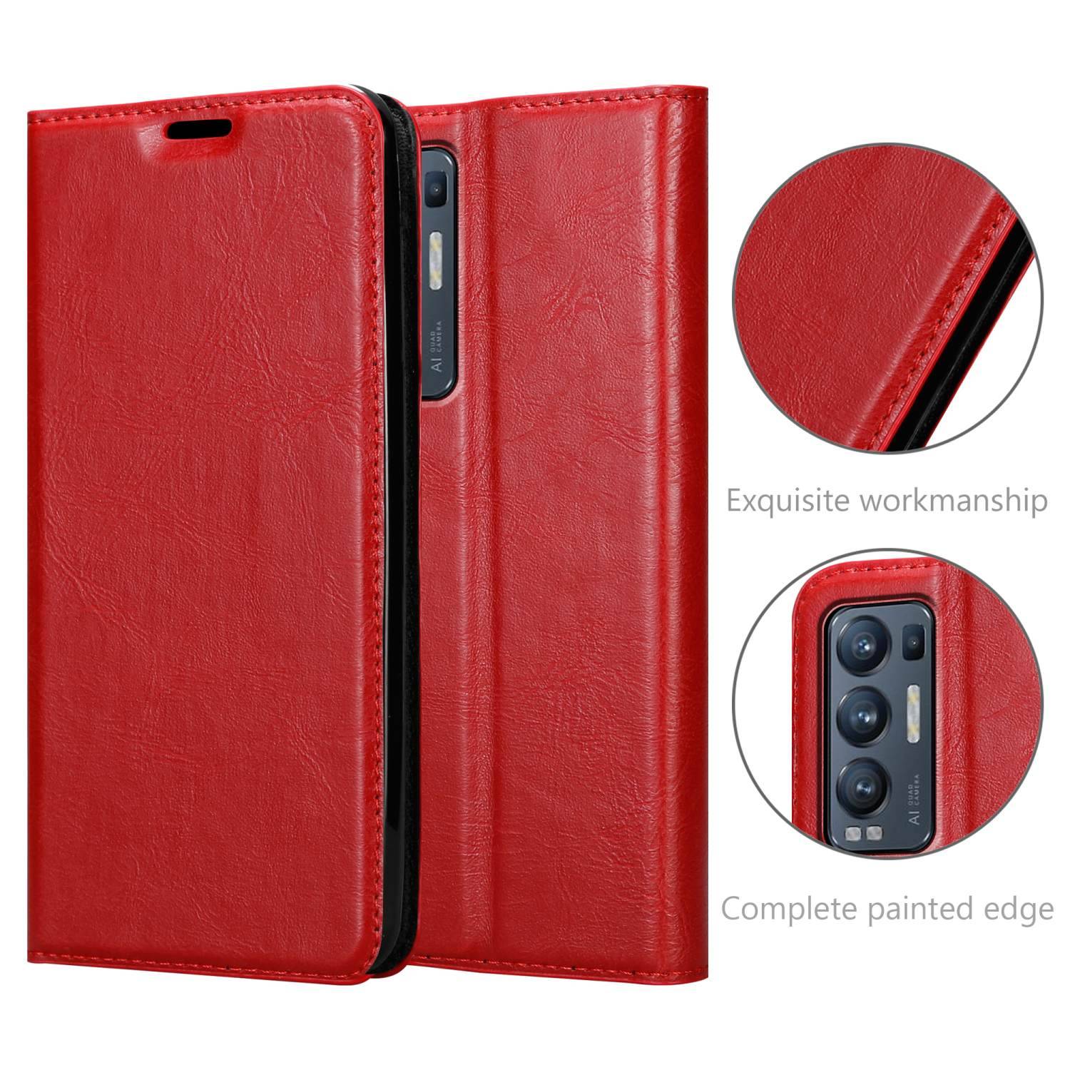 Cadorabo Hülle für Oppo FIND X3 NEO Schutz Hülle in Rot Handyhülle Etui Case Cover Magnetverschluss