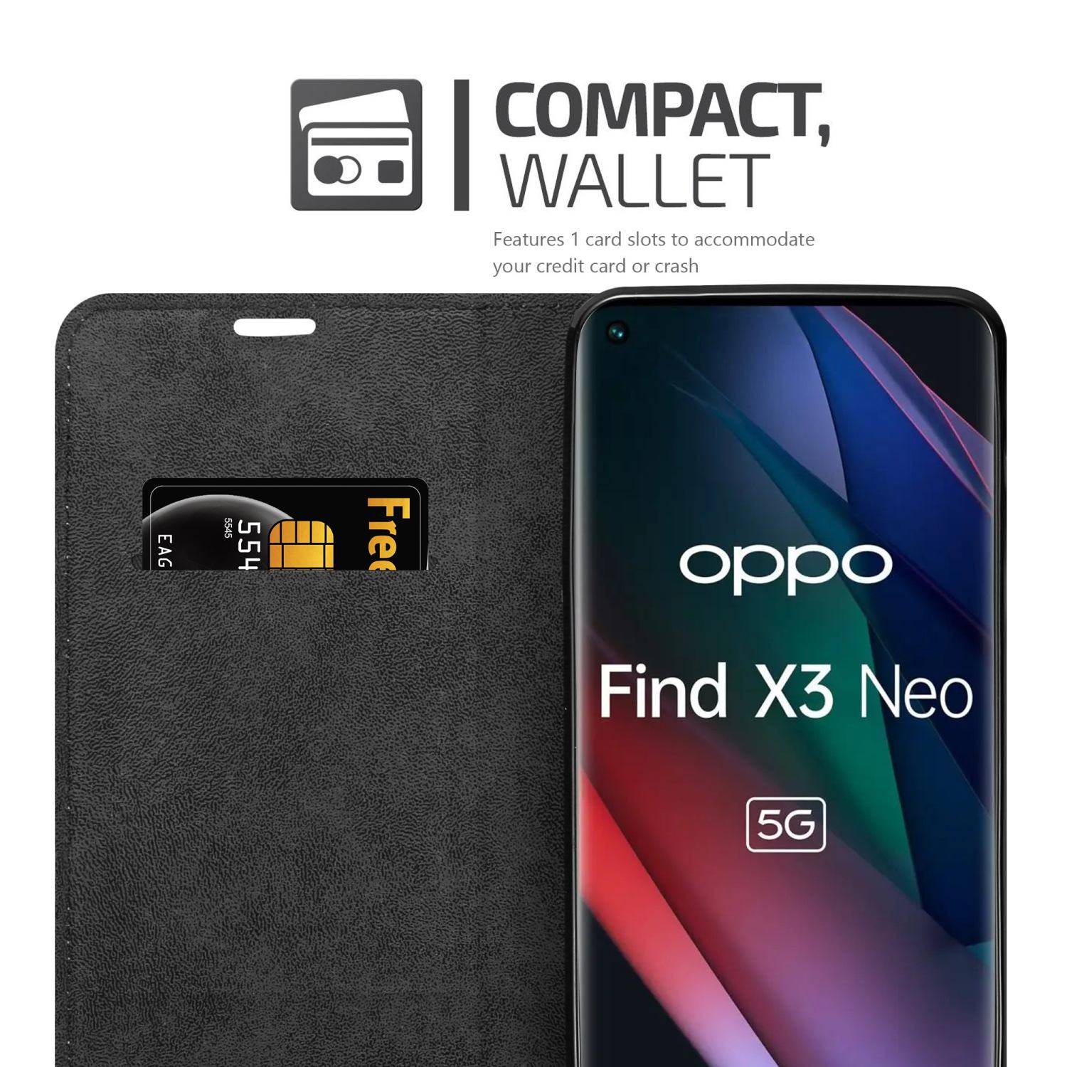 Cadorabo Hülle für Oppo FIND X3 NEO Schutz Hülle in Braun Handyhülle Etui Case Cover Magnetverschluss
