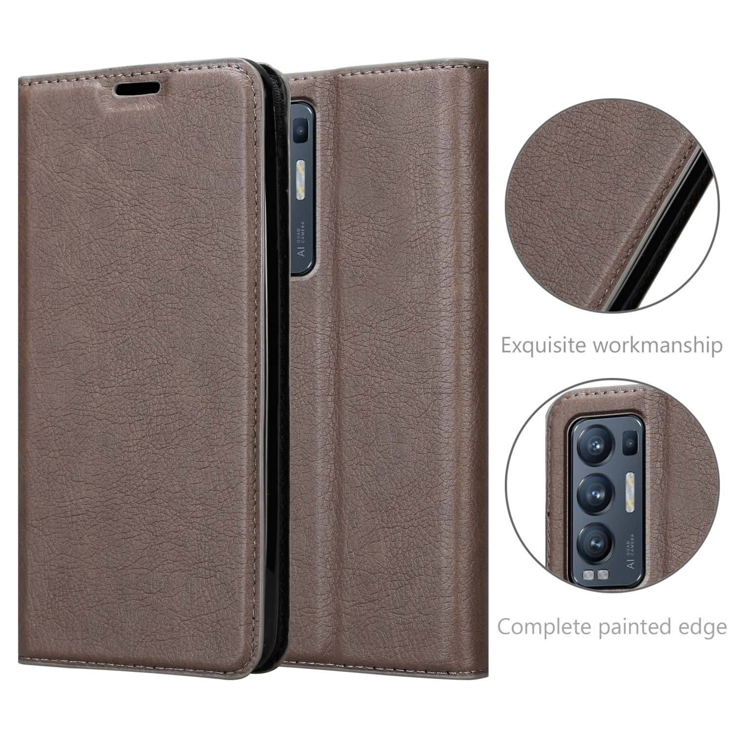 Cadorabo Hülle für Oppo FIND X3 NEO Schutz Hülle in Braun Handyhülle Etui Case Cover Magnetverschluss