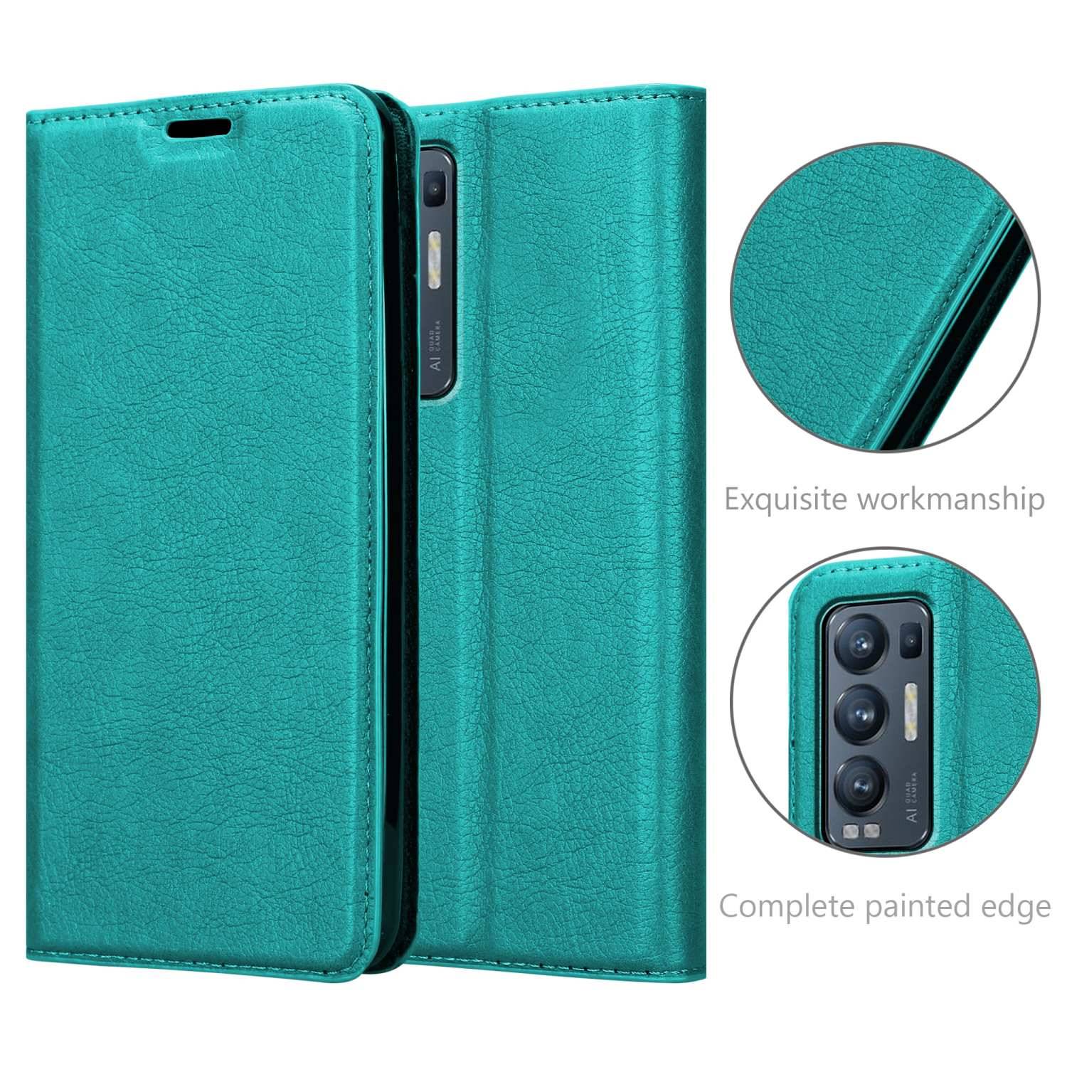 Cadorabo Hülle für Oppo FIND X3 NEO Schutz Hülle in Türkis Handyhülle Etui Case Cover Magnetverschluss