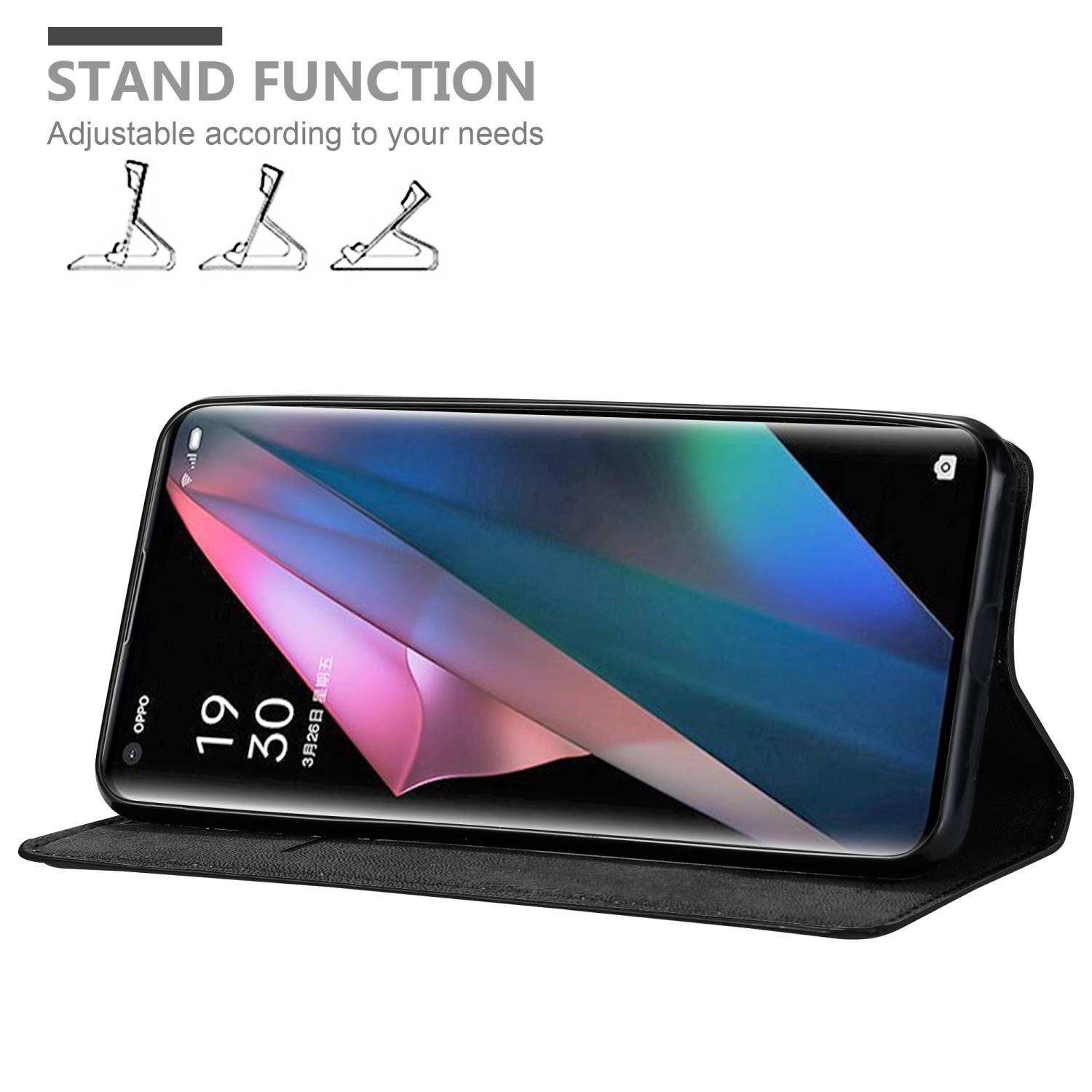 Cadorabo Hülle für Oppo FIND X3 PRO Schutz Hülle in Schwarz Handyhülle Etui Case Cover Magnetverschluss
