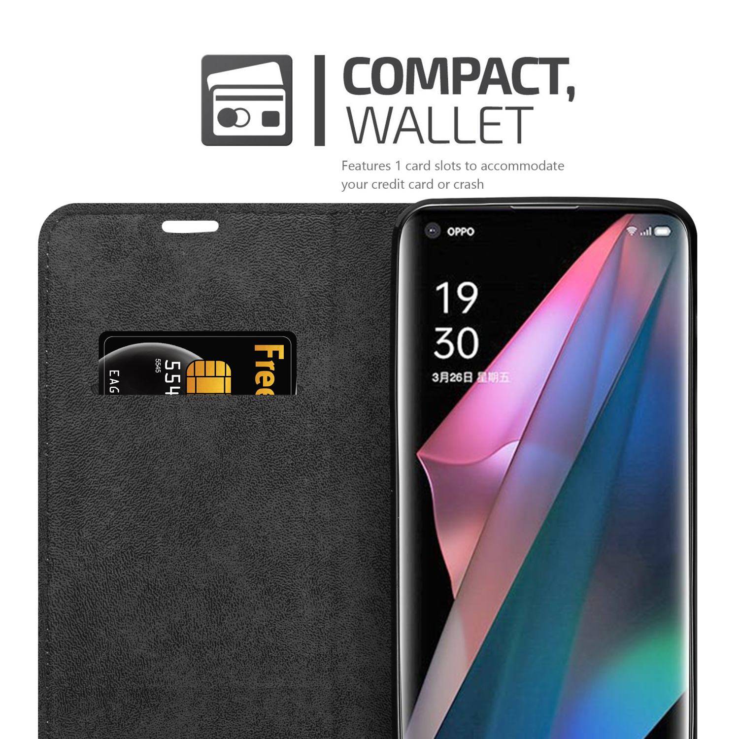 Cadorabo Hülle für Oppo FIND X3 PRO Schutz Hülle in Schwarz Handyhülle Etui Case Cover Magnetverschluss
