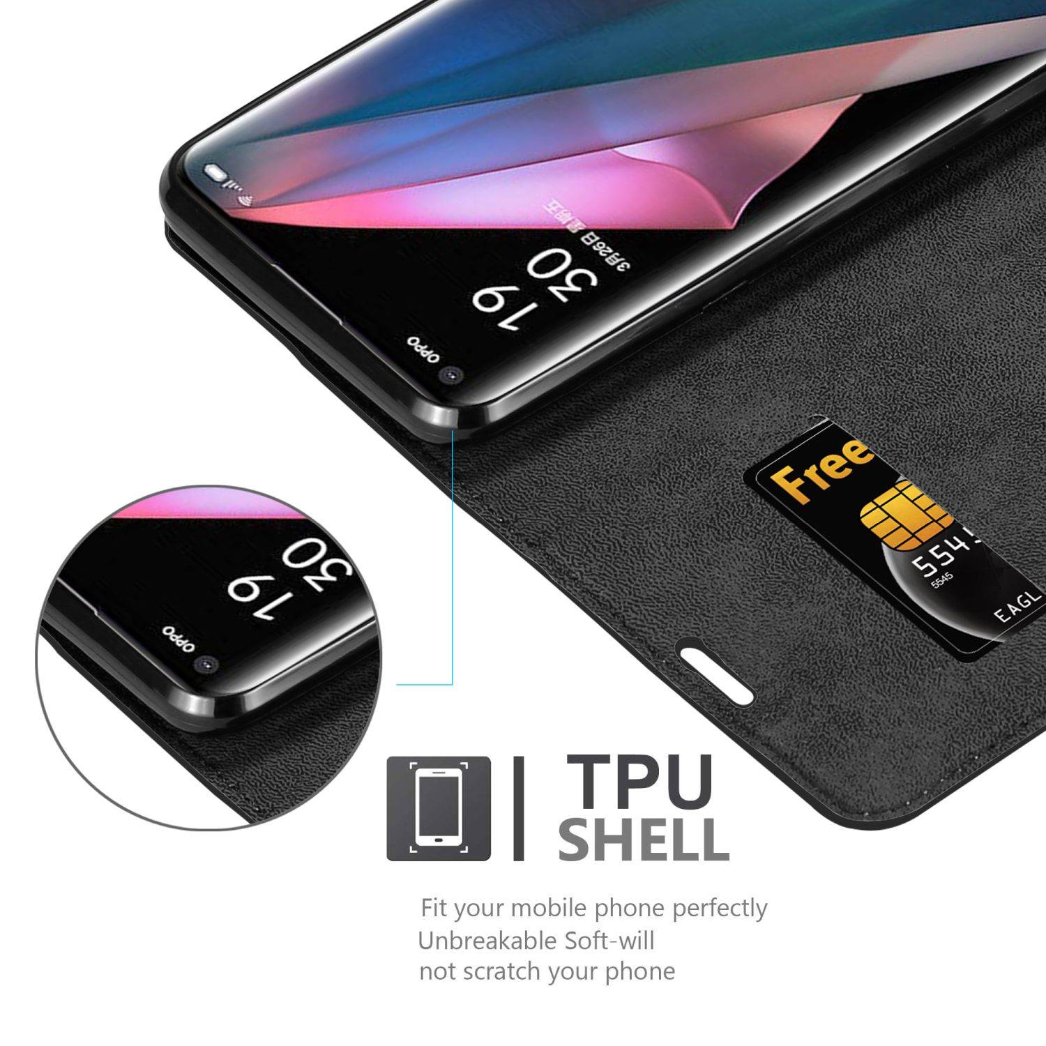 Cadorabo Hülle für Oppo FIND X3 PRO Schutz Hülle in Schwarz Handyhülle Etui Case Cover Magnetverschluss