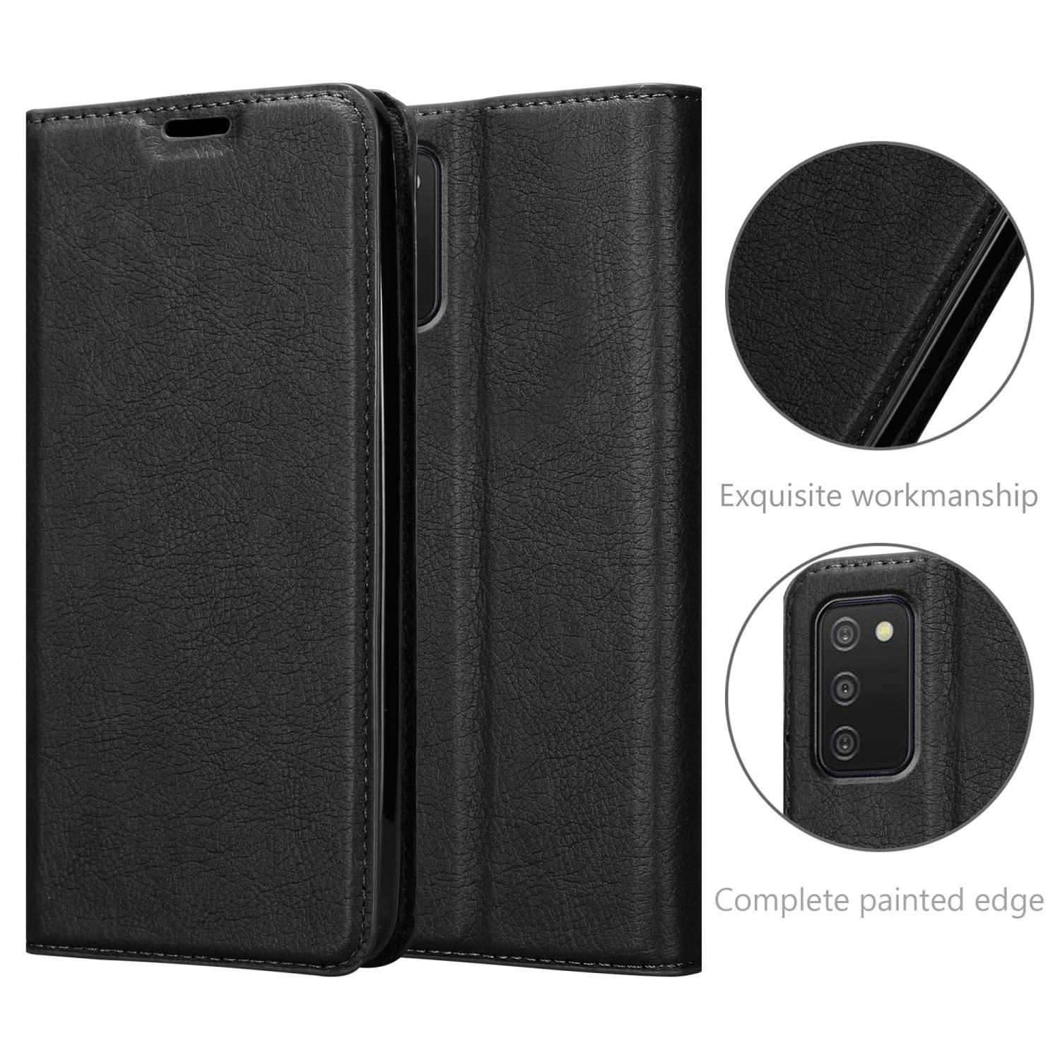 Cadorabo Hülle für Samsung Galaxy A03s Schutz Hülle in Schwarz Handyhülle Etui Case Cover Magnetverschluss