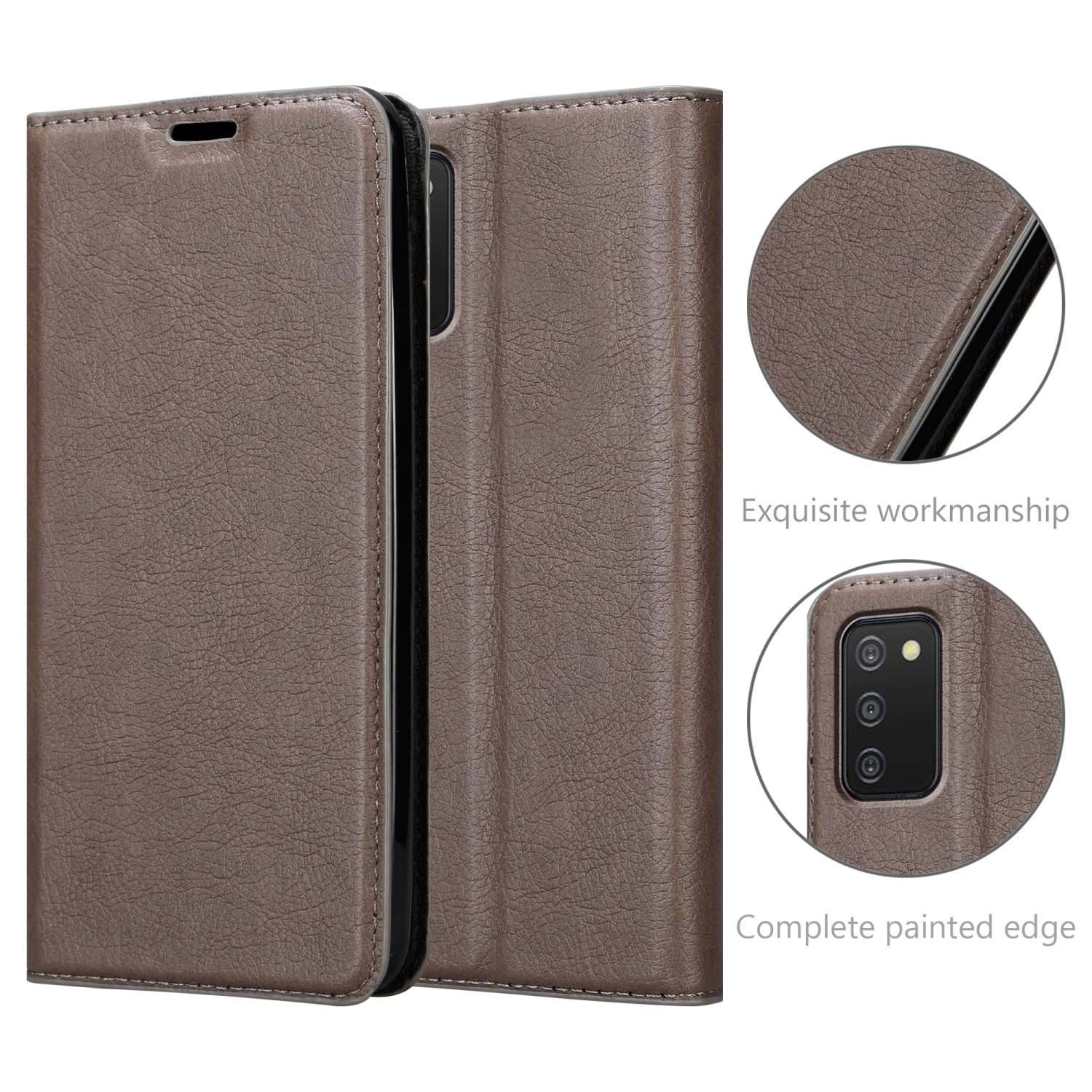 Cadorabo Hülle für Samsung Galaxy A03s Schutz Hülle in Braun Handyhülle Etui Case Cover Magnetverschluss