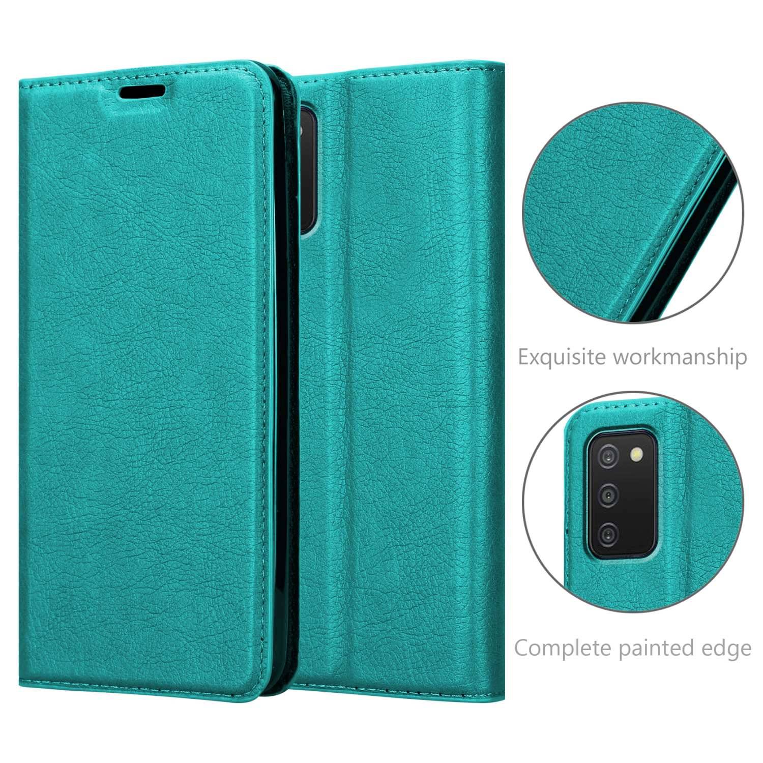 Cadorabo Hülle für Samsung Galaxy A03s Schutz Hülle in Türkis Handyhülle Etui Case Cover Magnetverschluss