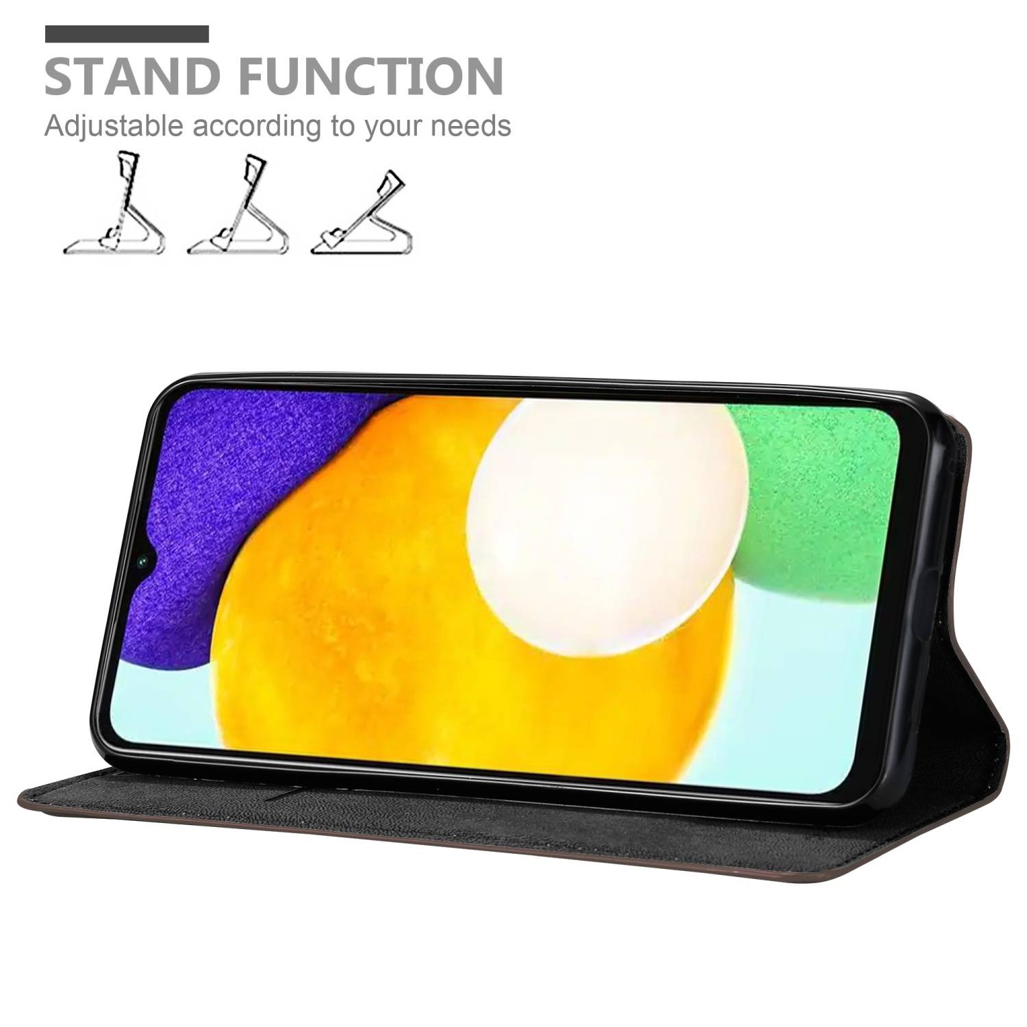 Cadorabo Hülle für Samsung Galaxy A13 5G Schutz Hülle in Braun Handyhülle Etui Case Cover Magnetverschluss