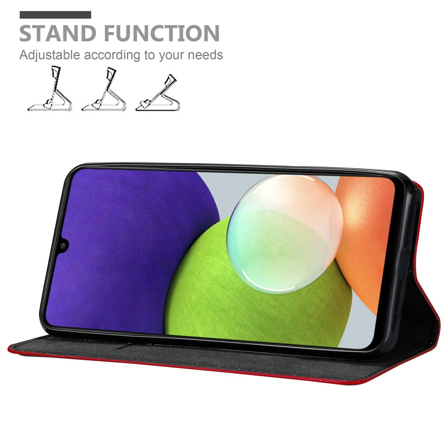 Cadorabo Hülle für Samsung Galaxy A22 4G / M22 / M32 4G Schutz Hülle in Rot Handyhülle Etui Case Cover Magnetverschluss