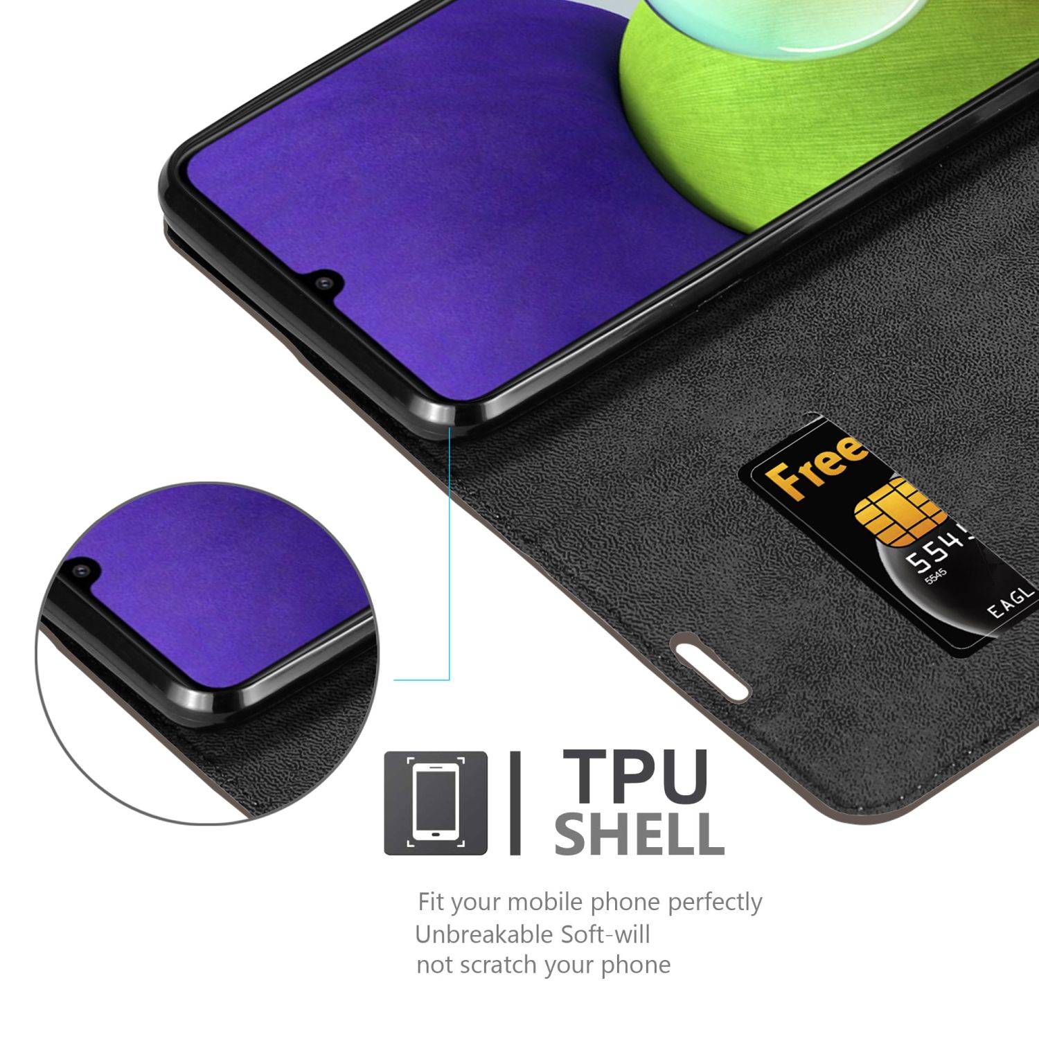 Cadorabo Hülle für Samsung Galaxy A22 4G / M22 / M32 4G Schutz Hülle in Braun Handyhülle Etui Case Cover