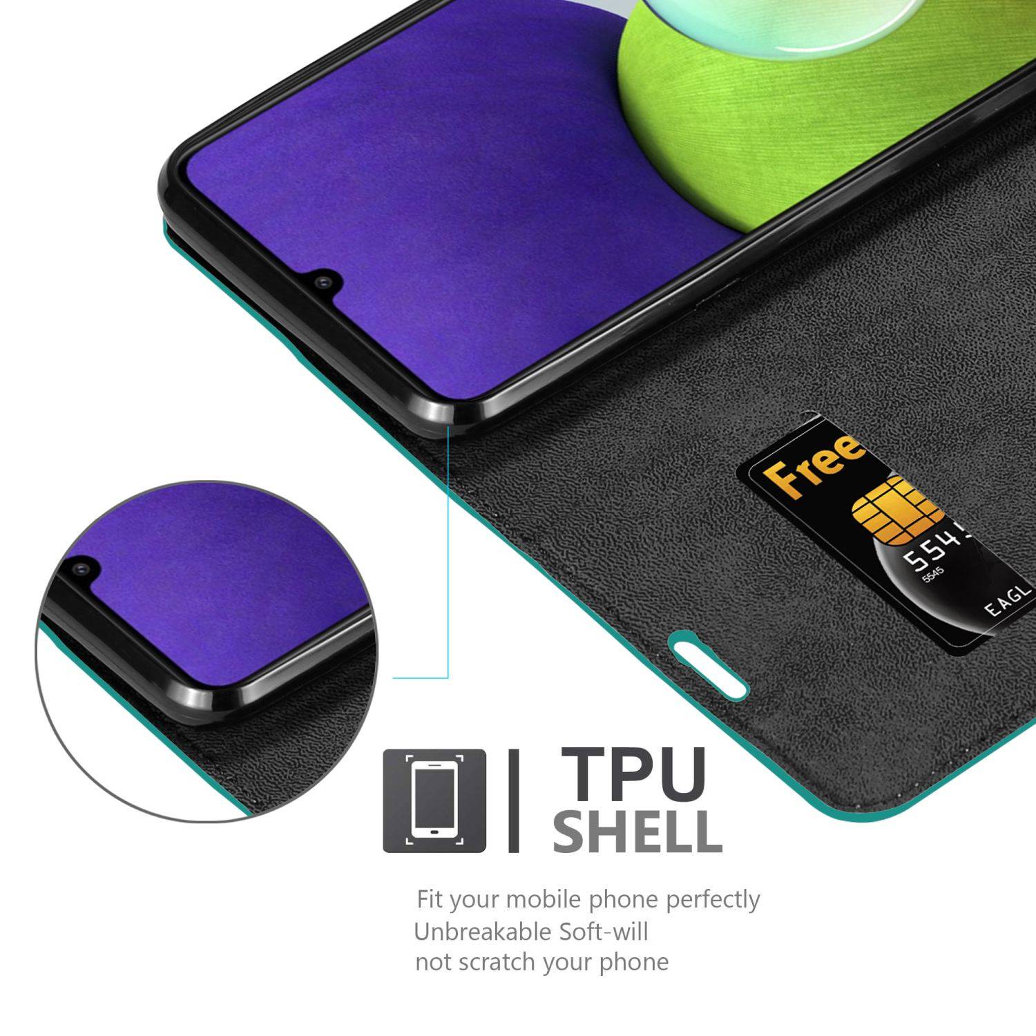 Cadorabo Hülle für Samsung Galaxy A22 4G / M22 / M32 4G Schutz Hülle in Türkis Handyhülle Etui Case Cover