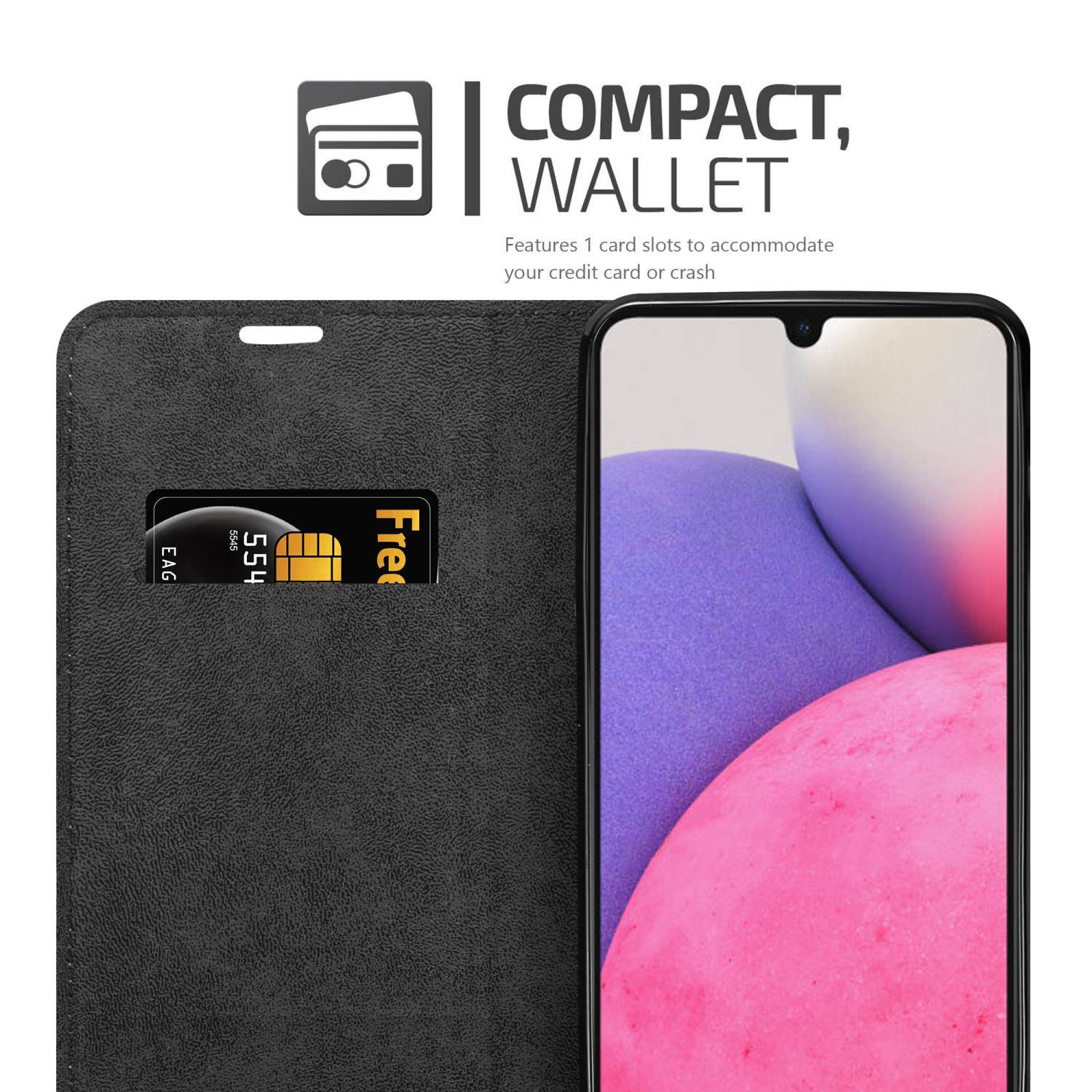 Cadorabo Hülle für Samsung Galaxy A33 5G Schutz Hülle in Schwarz Handyhülle Etui Case Cover Magnetverschluss