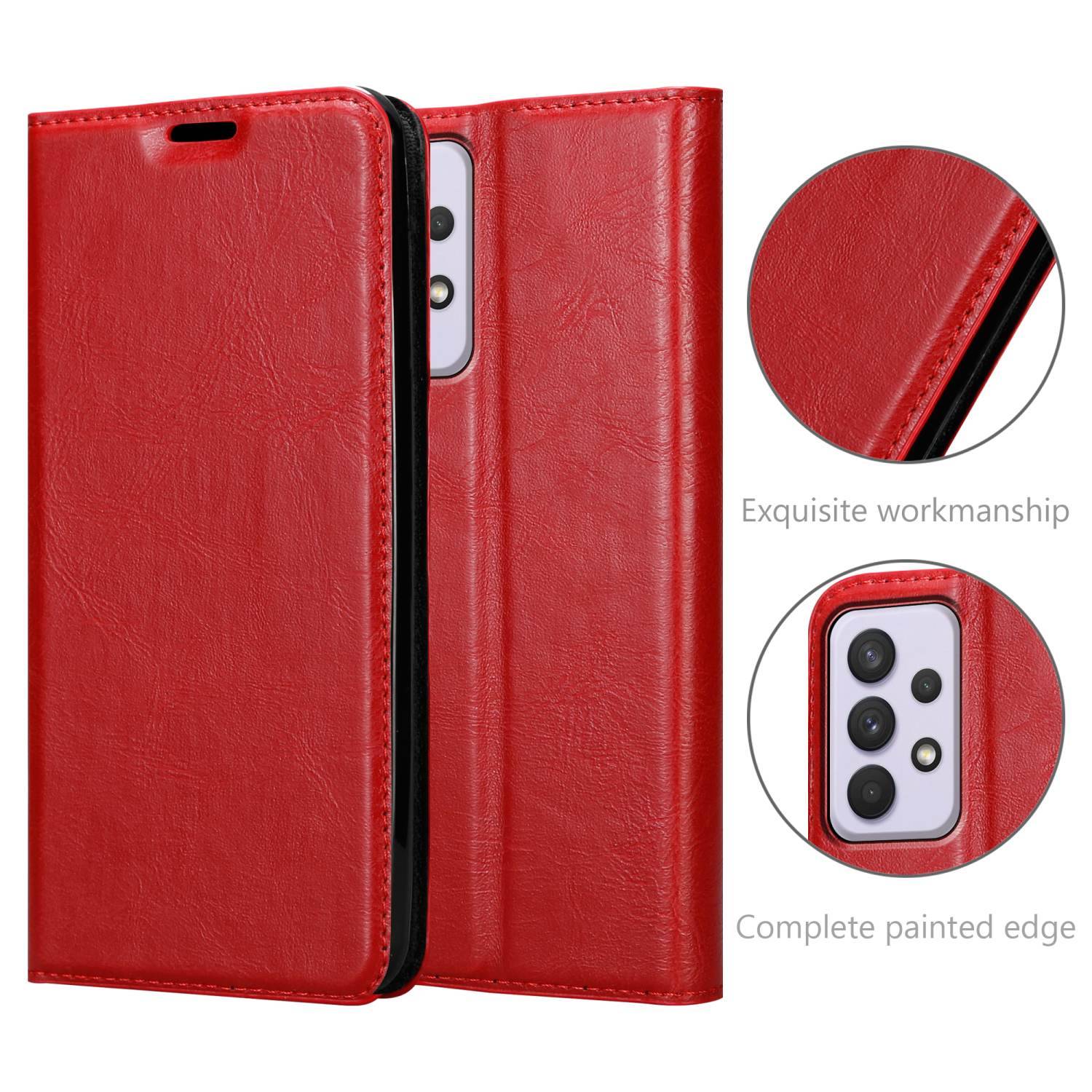 Cadorabo Hülle für Samsung Galaxy A33 5G Schutz Hülle in Rot Handyhülle Etui Case Cover Magnetverschluss