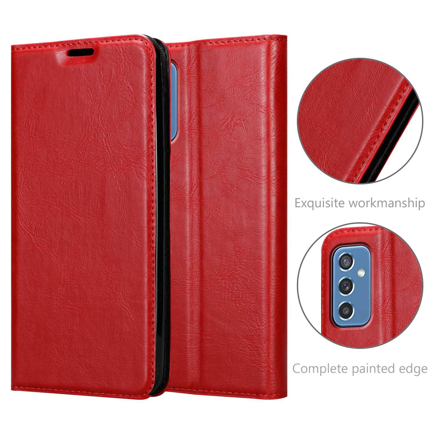Cadorabo Hülle für Samsung Galaxy M52 5G Schutz Hülle in Rot Handyhülle Etui Case Cover Magnetverschluss