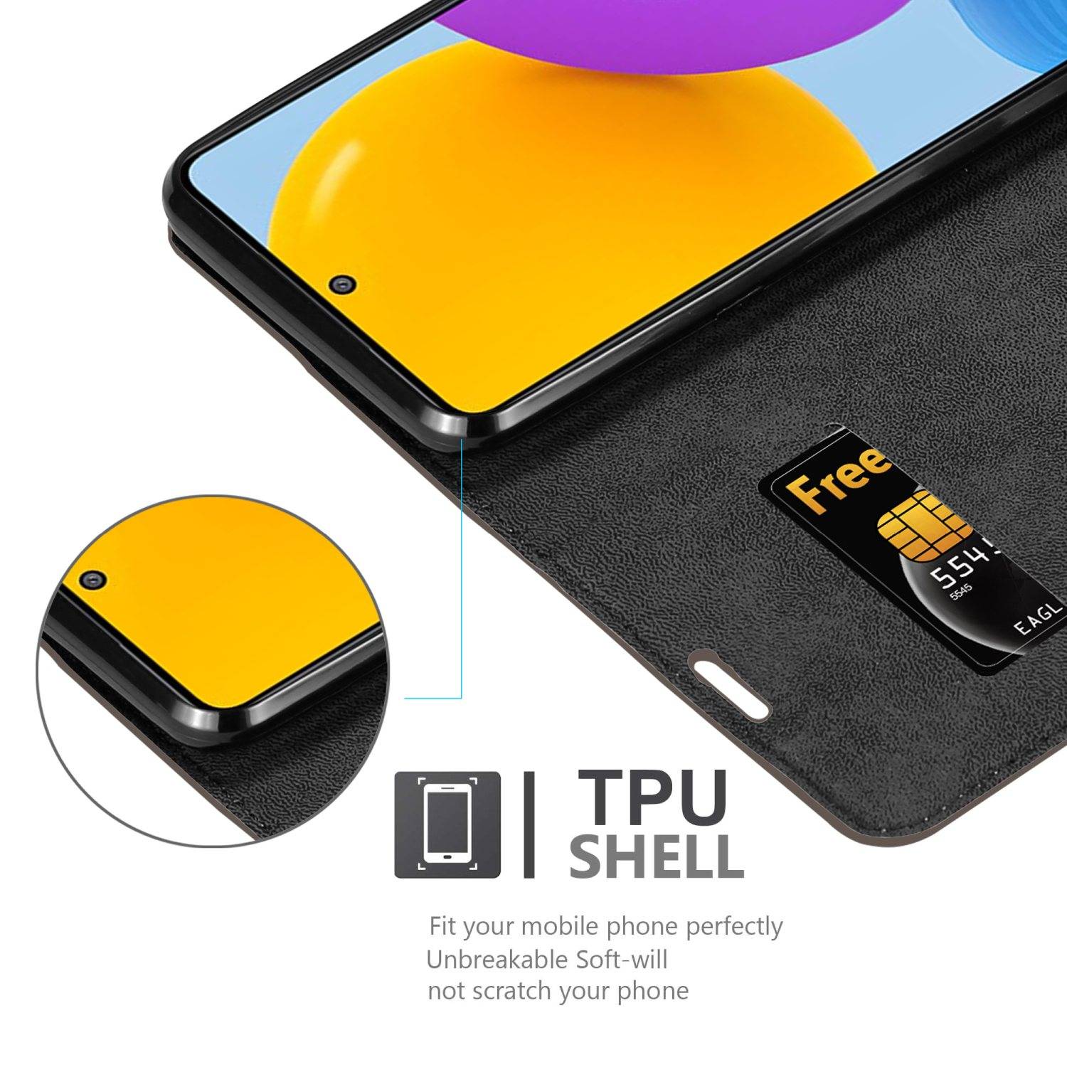 Cadorabo Hülle für Samsung Galaxy M52 5G Schutz Hülle in Braun Handyhülle Etui Case Cover Magnetverschluss
