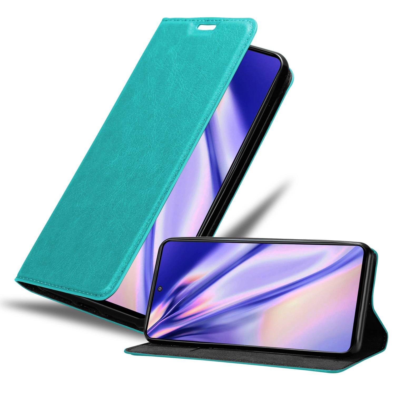 Cadorabo Hülle für Samsung Galaxy M52 5G Schutz Hülle in Türkis Handyhülle Etui Case Cover Magnetverschluss