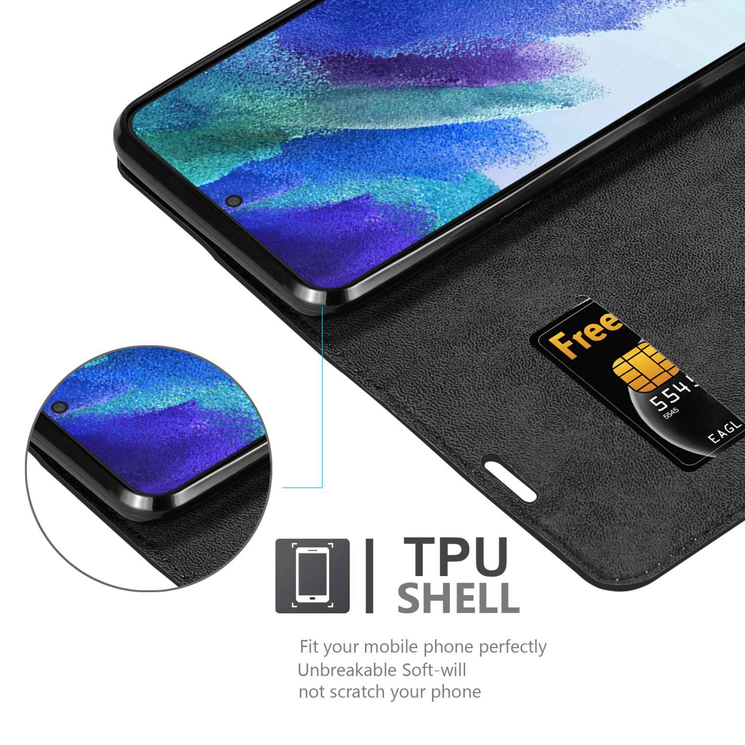 Cadorabo Hülle für Samsung Galaxy S22 PLUS Schutz Hülle in Schwarz Handyhülle Etui Case Cover Magnetverschluss