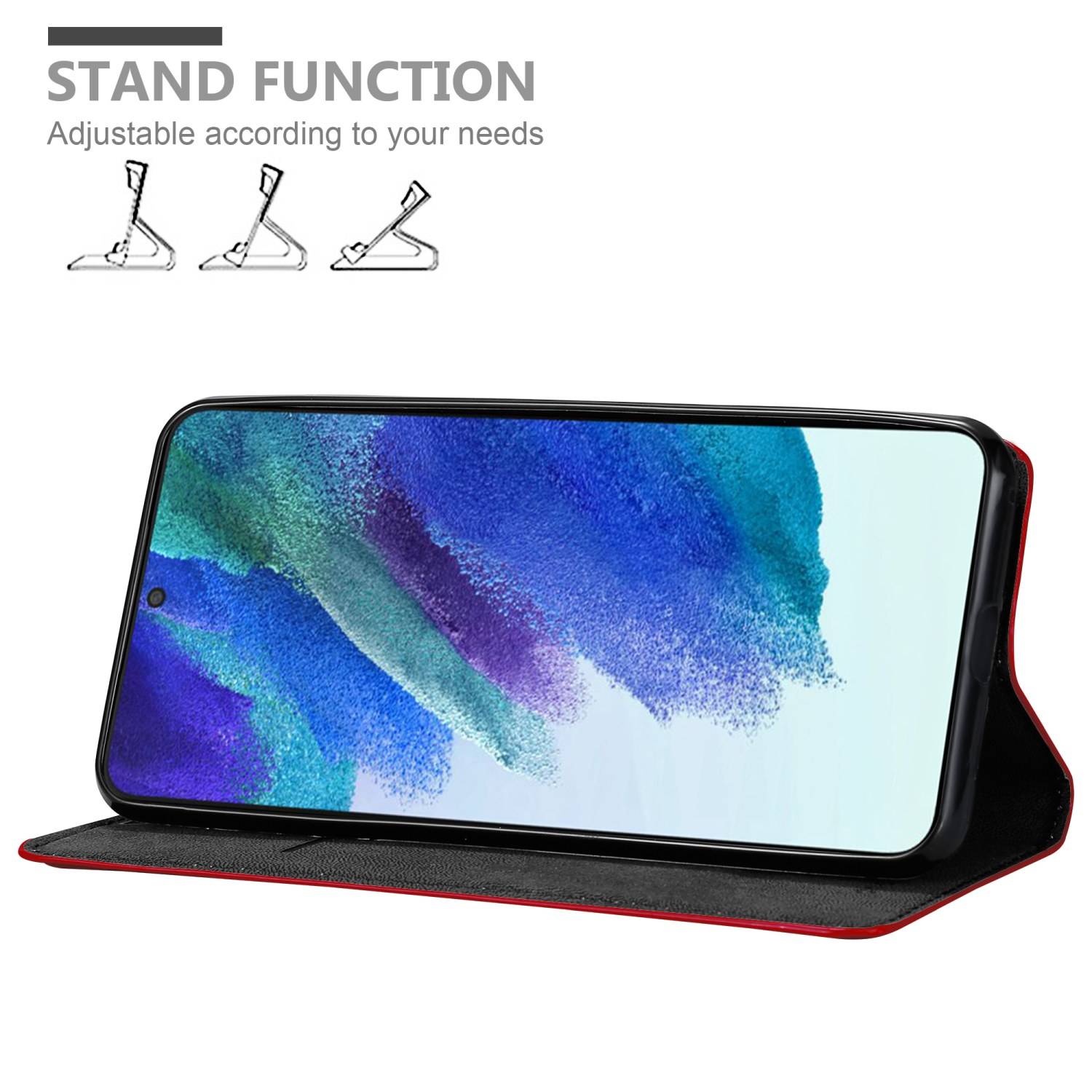 Cadorabo Hülle für Samsung Galaxy S22 PLUS Schutz Hülle in Rot Handyhülle Etui Case Cover Magnetverschluss