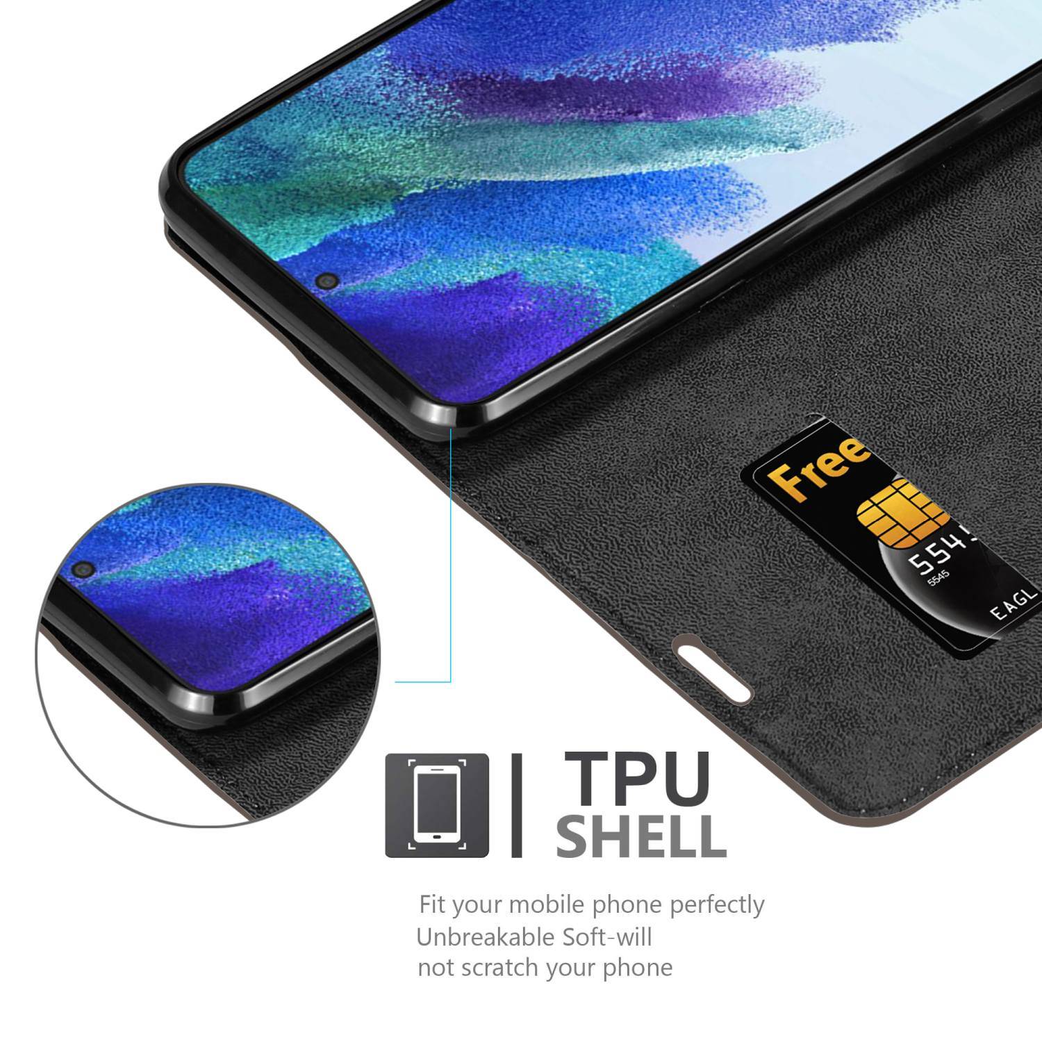 Cadorabo Hülle für Samsung Galaxy S22 PLUS Schutz Hülle in Braun Handyhülle Etui Case Cover Magnetverschluss