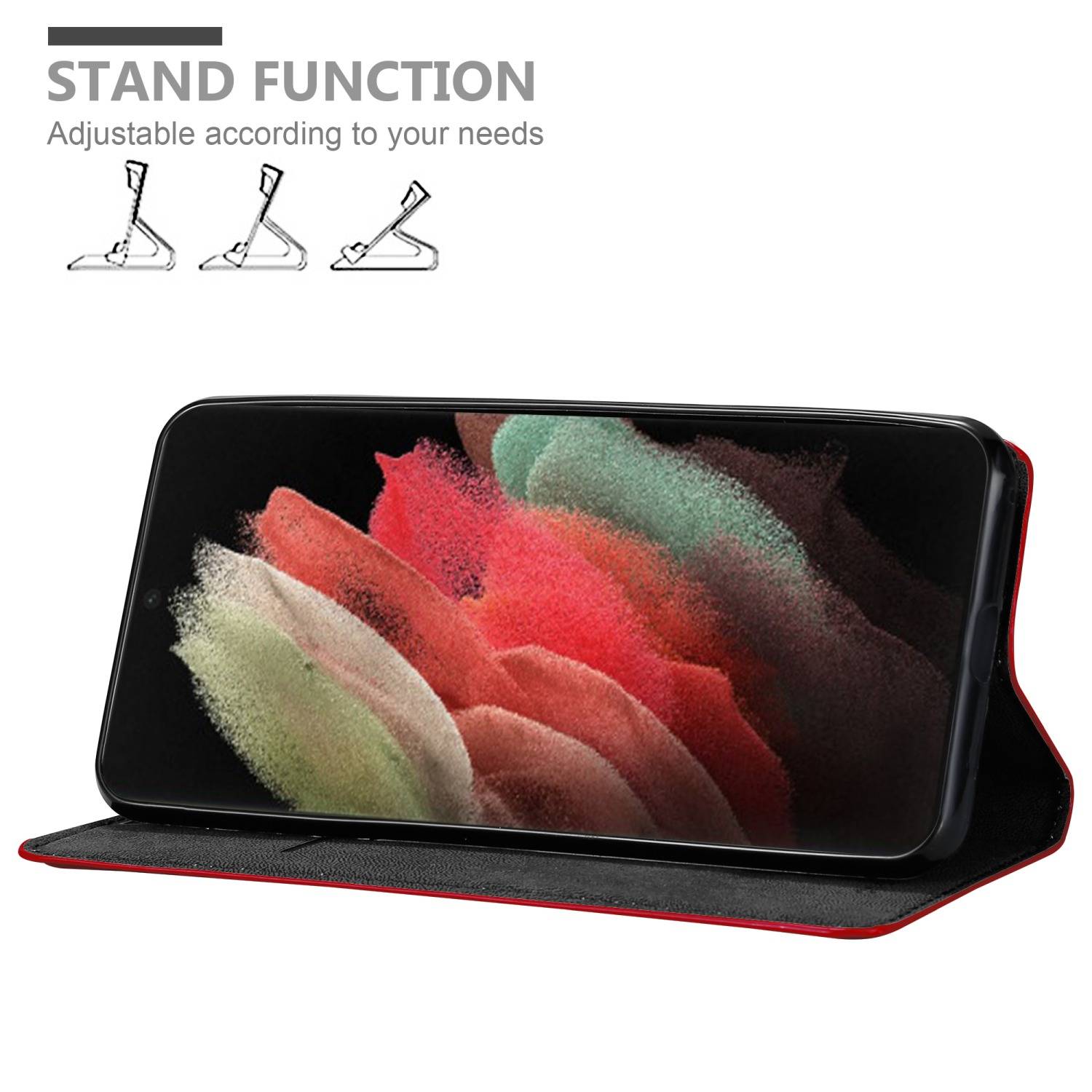Cadorabo Hülle für Samsung Galaxy S22 ULTRA Schutz Hülle in Rot Handyhülle Etui Case Cover Magnetverschluss