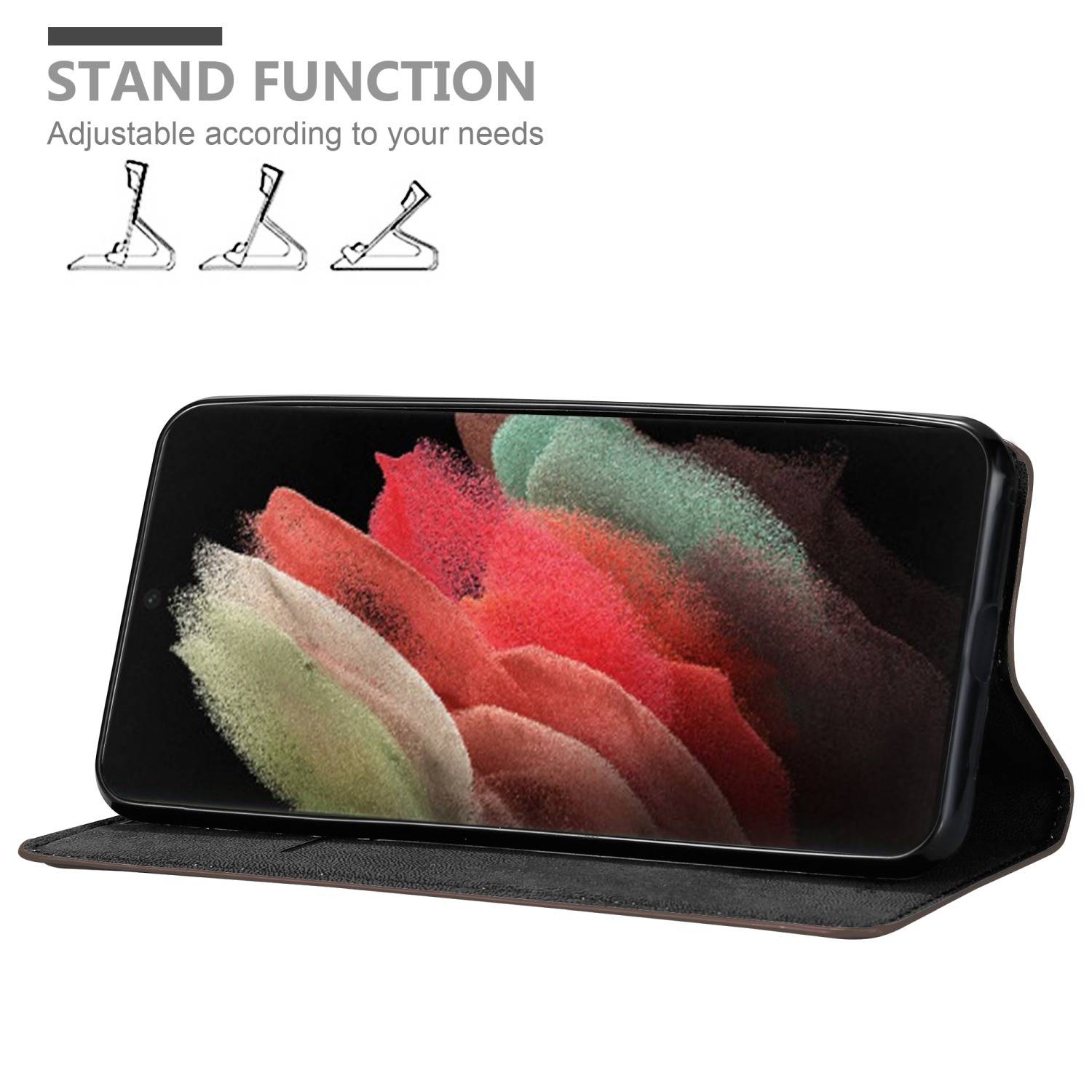 Cadorabo Hülle für Samsung Galaxy S22 ULTRA Schutz Hülle in Braun Handyhülle Etui Case Cover Magnetverschluss