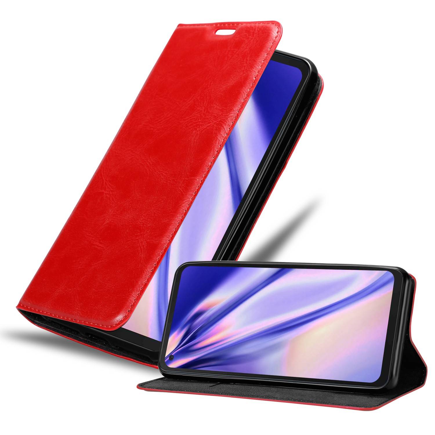 Cadorabo Hülle für Samsung Galaxy XCover PRO Schutz Hülle in Rot Handyhülle Etui Case Cover Magnetverschluss
