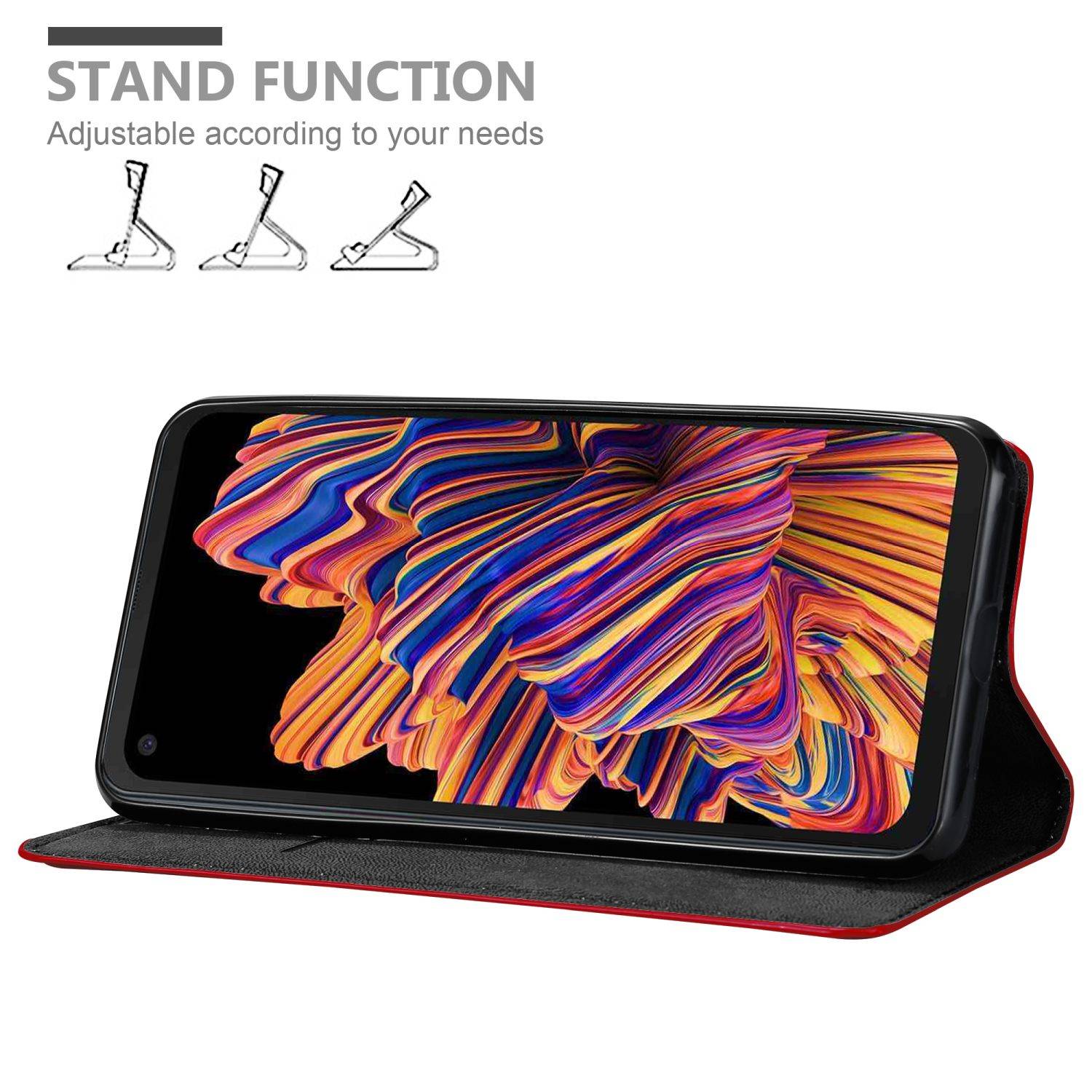 Cadorabo Hülle für Samsung Galaxy XCover PRO Schutz Hülle in Rot Handyhülle Etui Case Cover Magnetverschluss