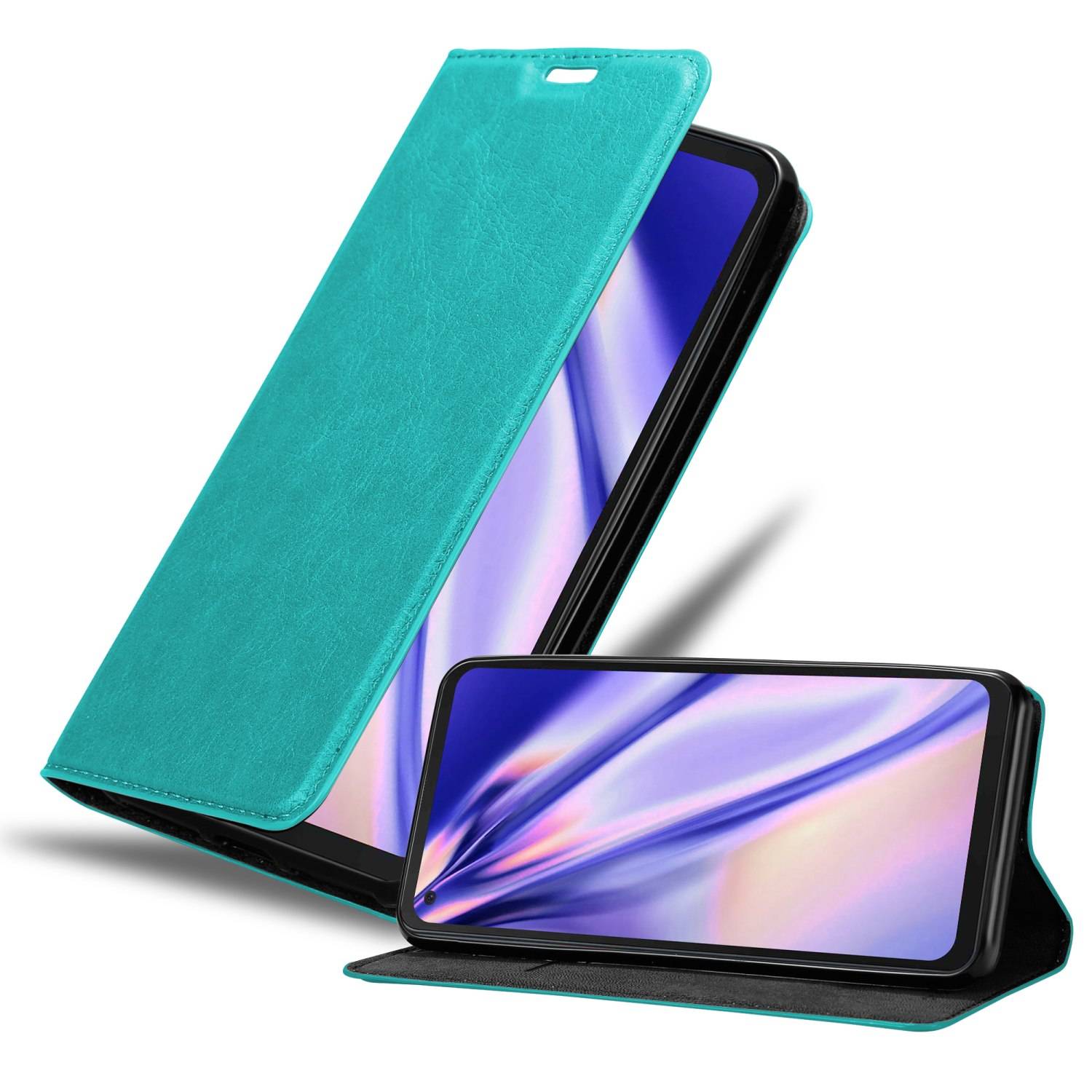 Cadorabo Hülle für Samsung Galaxy XCover PRO Schutz Hülle in Türkis Handyhülle Etui Case Cover Magnetverschluss