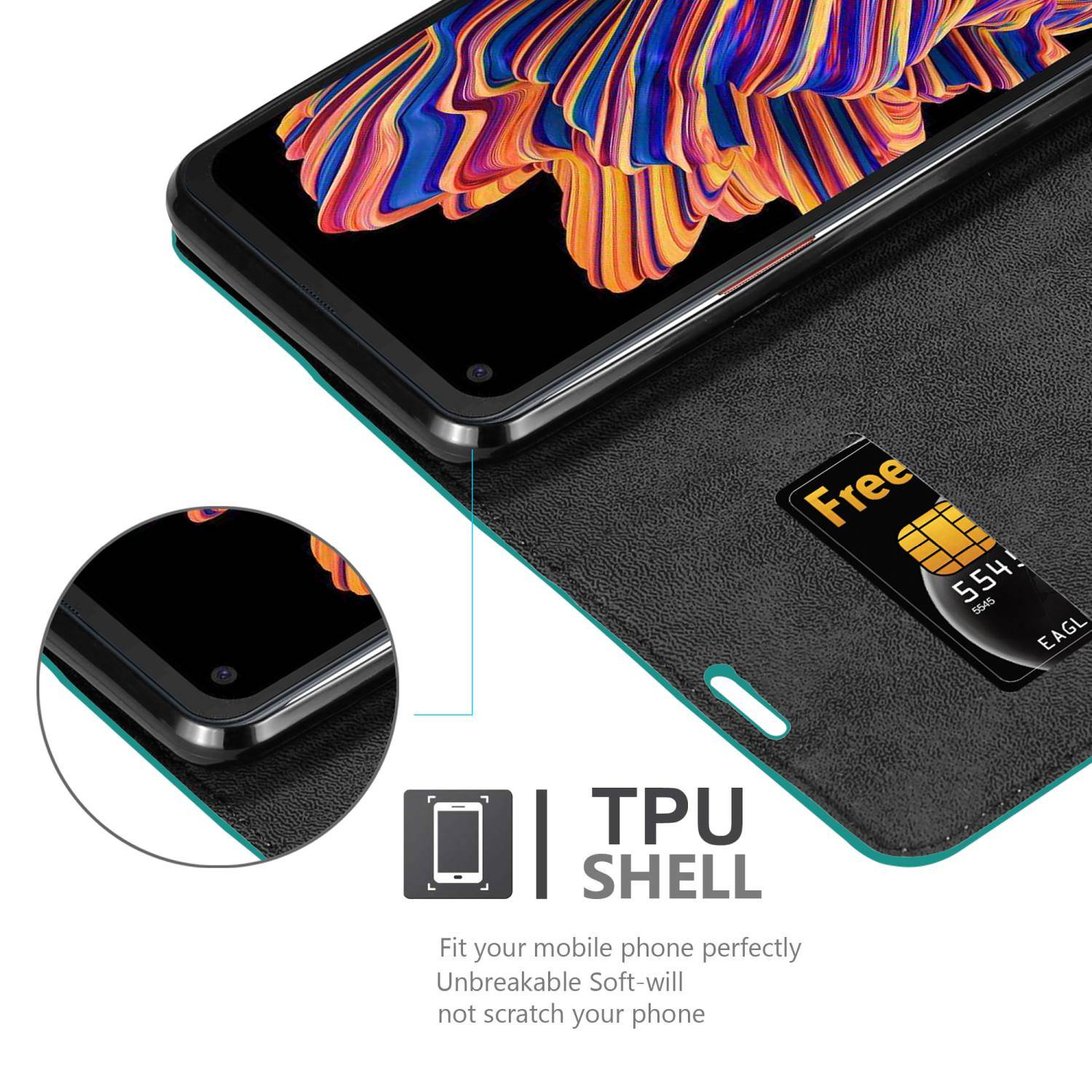 Cadorabo Hülle für Samsung Galaxy XCover PRO Schutz Hülle in Türkis Handyhülle Etui Case Cover Magnetverschluss