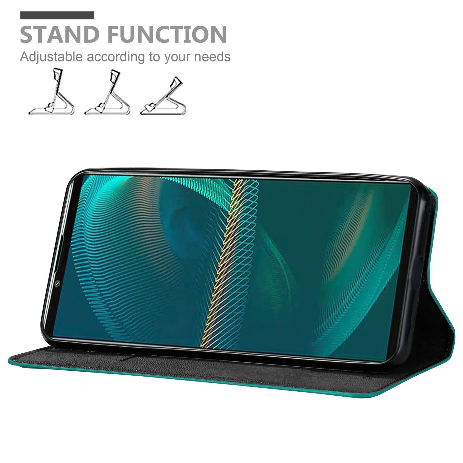 Cadorabo Hülle für Sony Xperia 5 III Schutz Hülle in Türkis Handyhülle Etui Case Cover Magnetverschluss